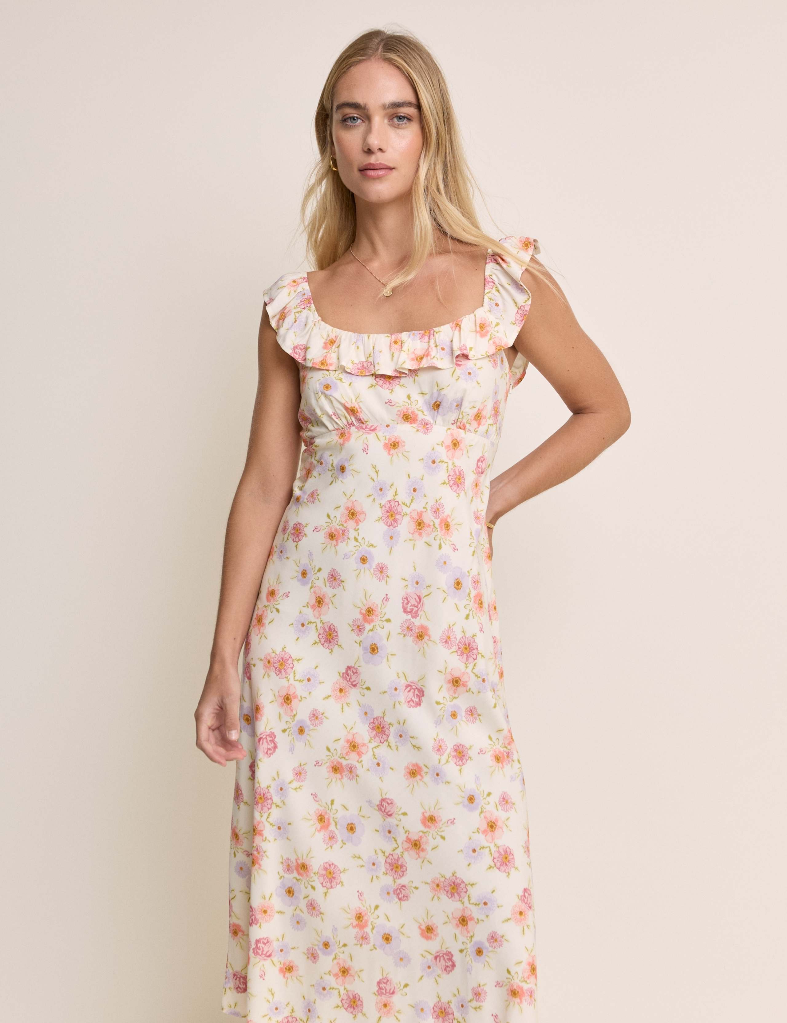Floral Scoop Neck Midaxi Tea Dress 3 of 5