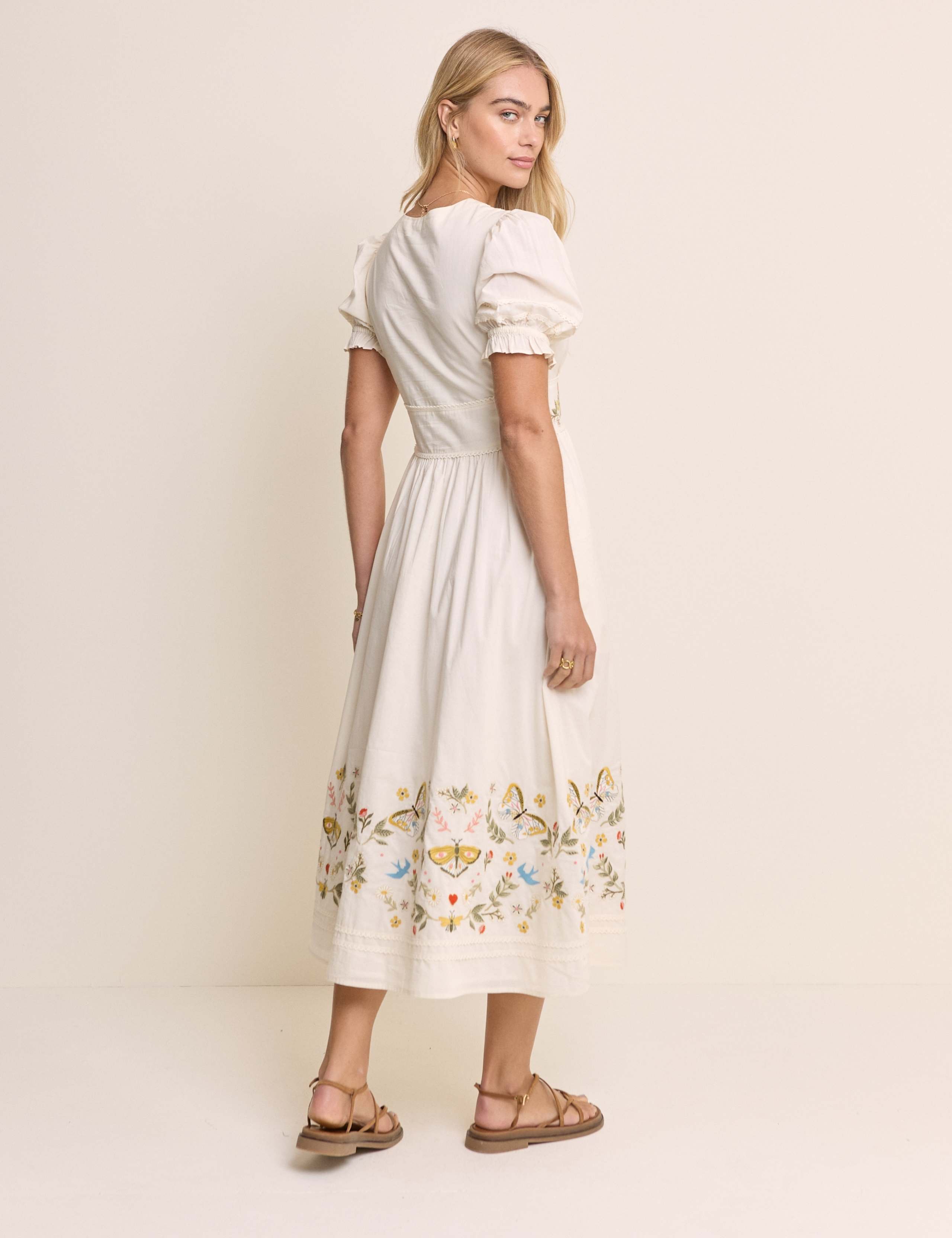 Pure Cotton Embroidered Midi Tea Dress 5 of 5