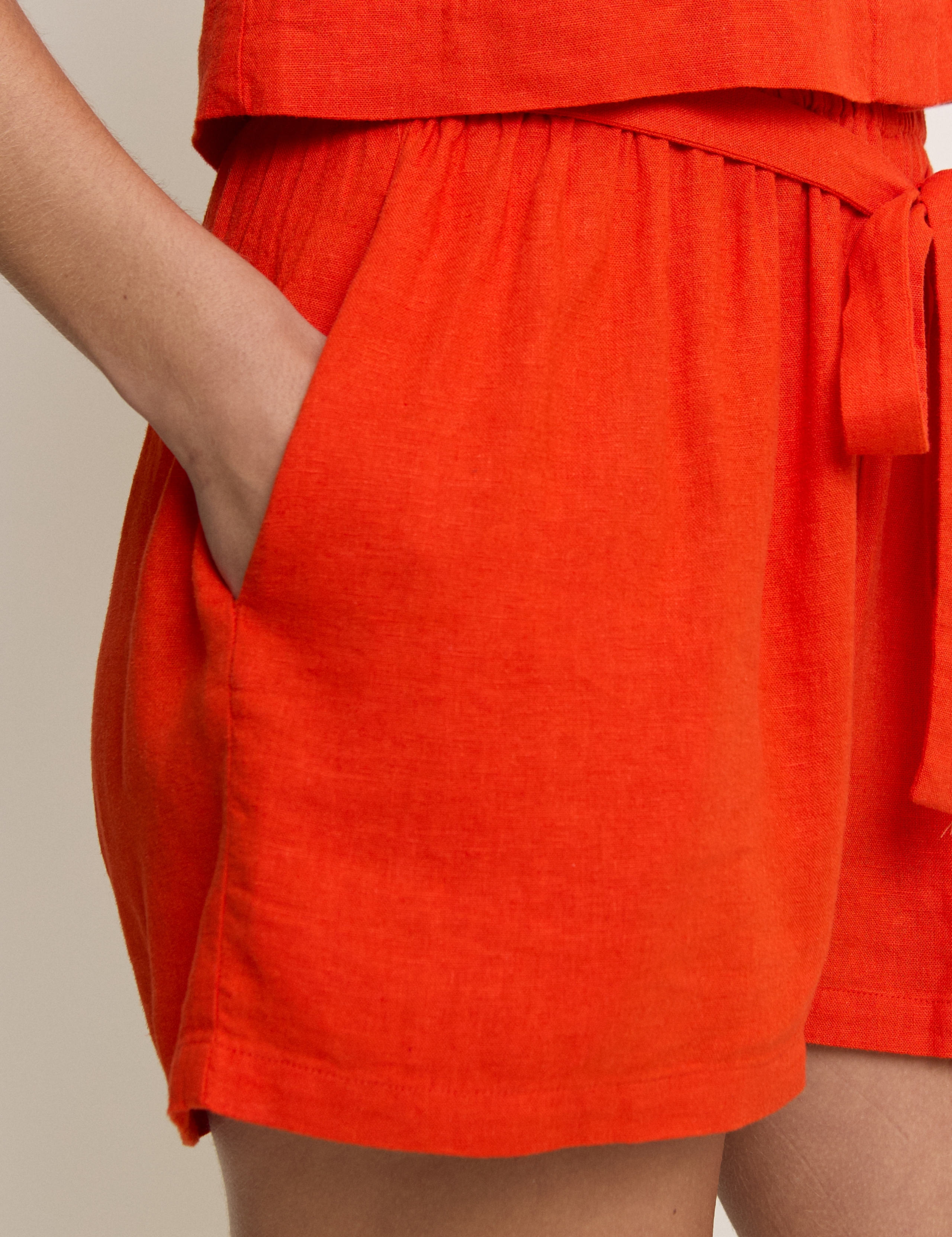 Linen Rich Tie Detail Pull-On Shorts 4 of 4