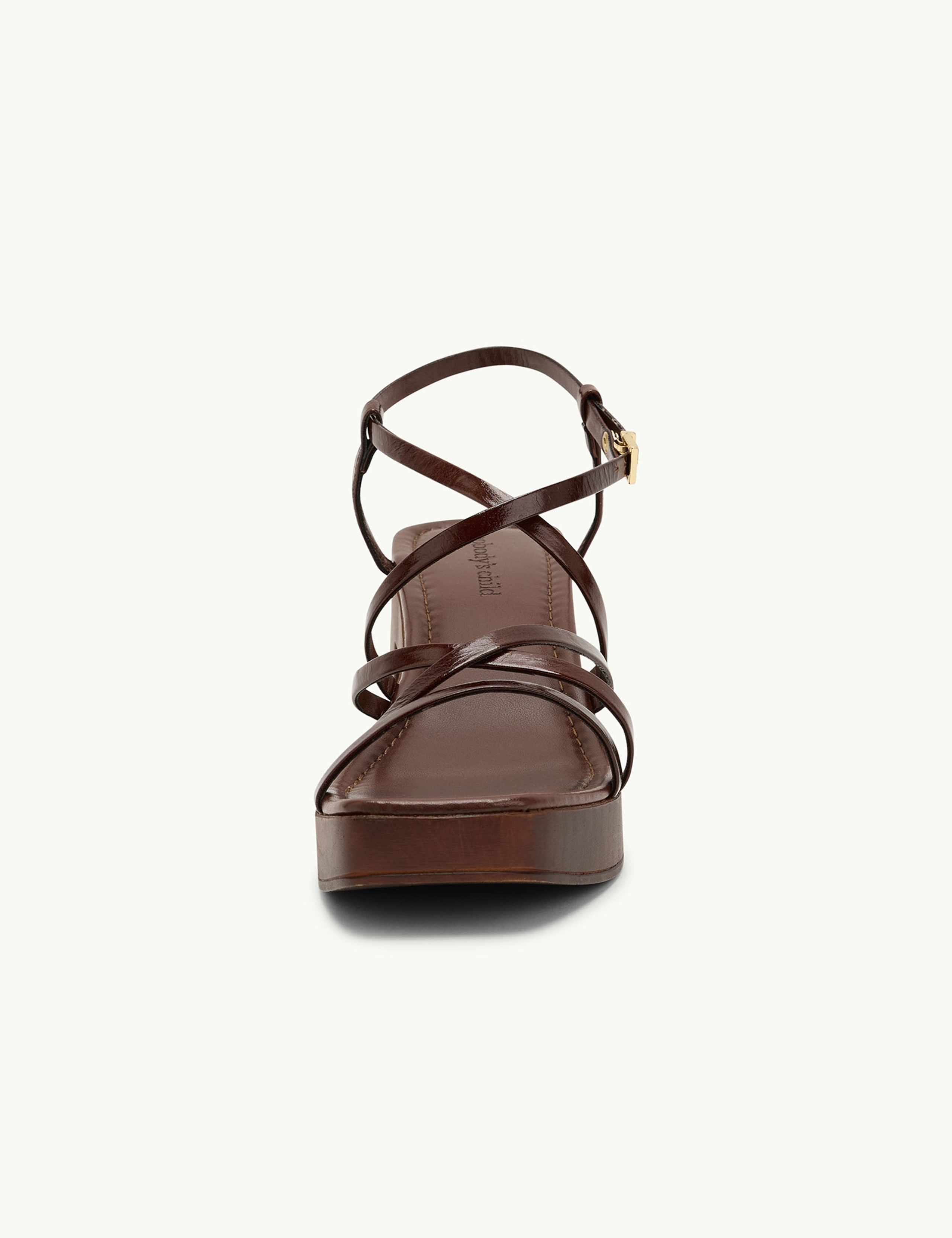 Leather Strappy Low Block Heel Sandals 3 of 4