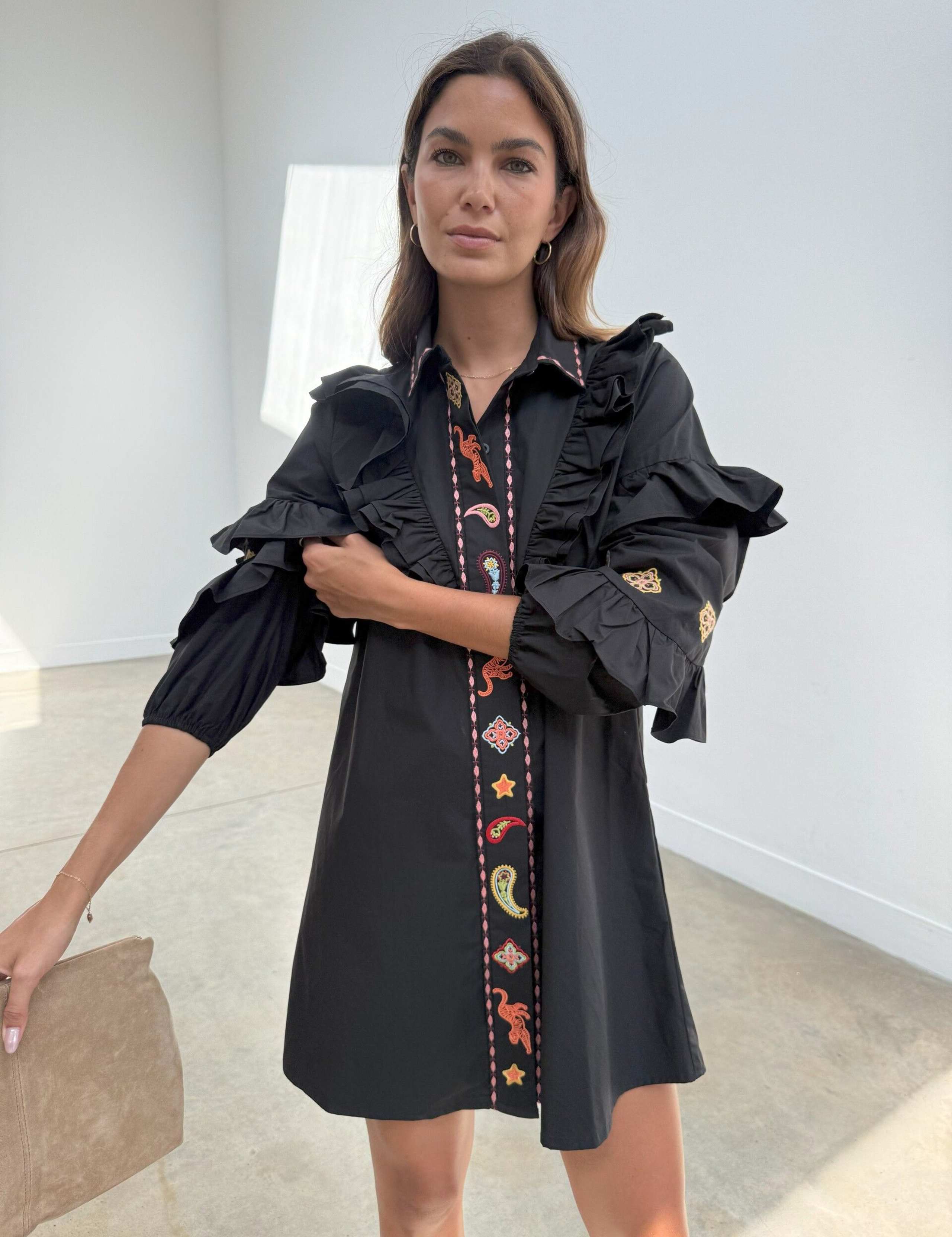 Pure Cotton Embroidered Mini Shirt Dress 4 of 6