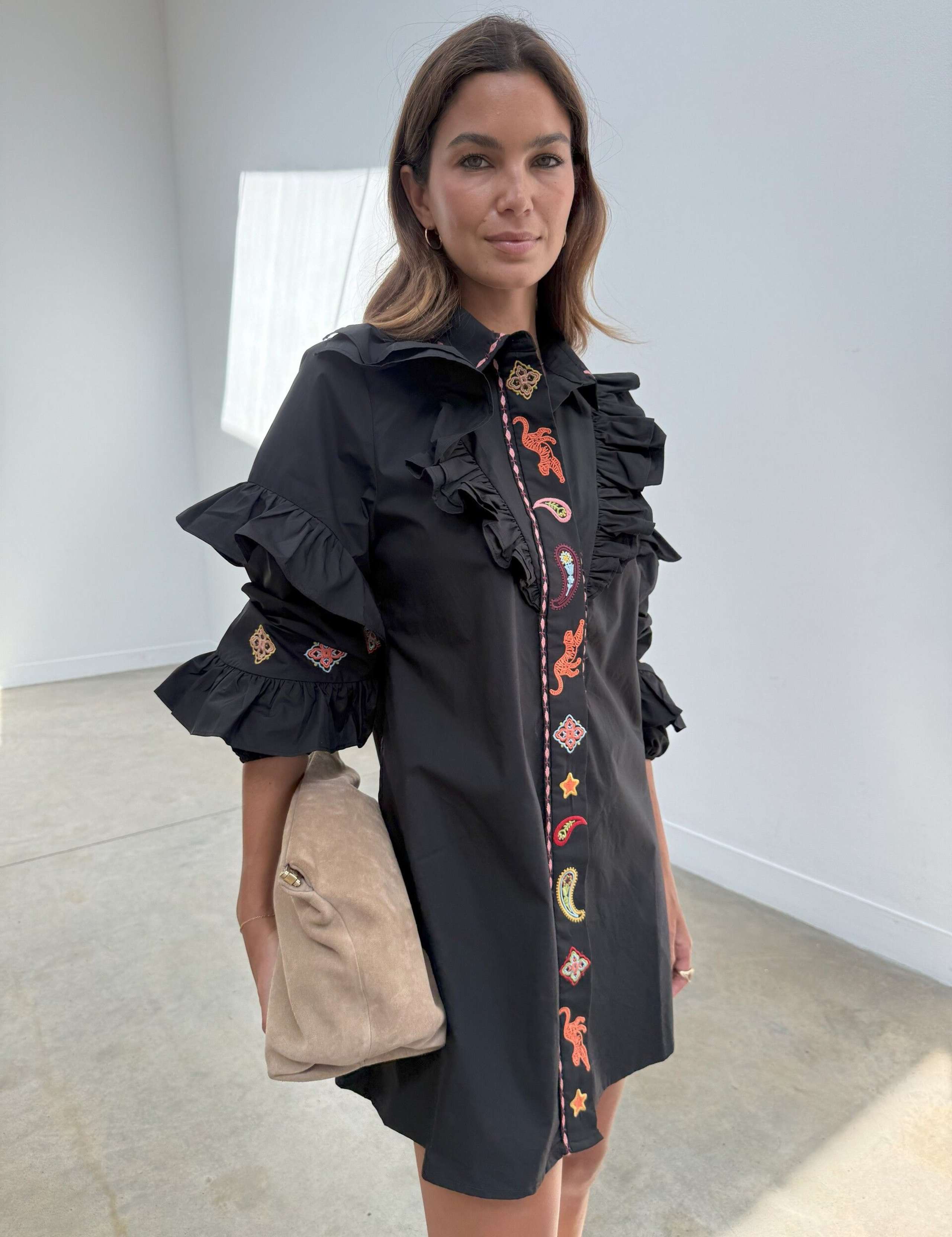 Pure Cotton Embroidered Mini Shirt Dress 5 of 6
