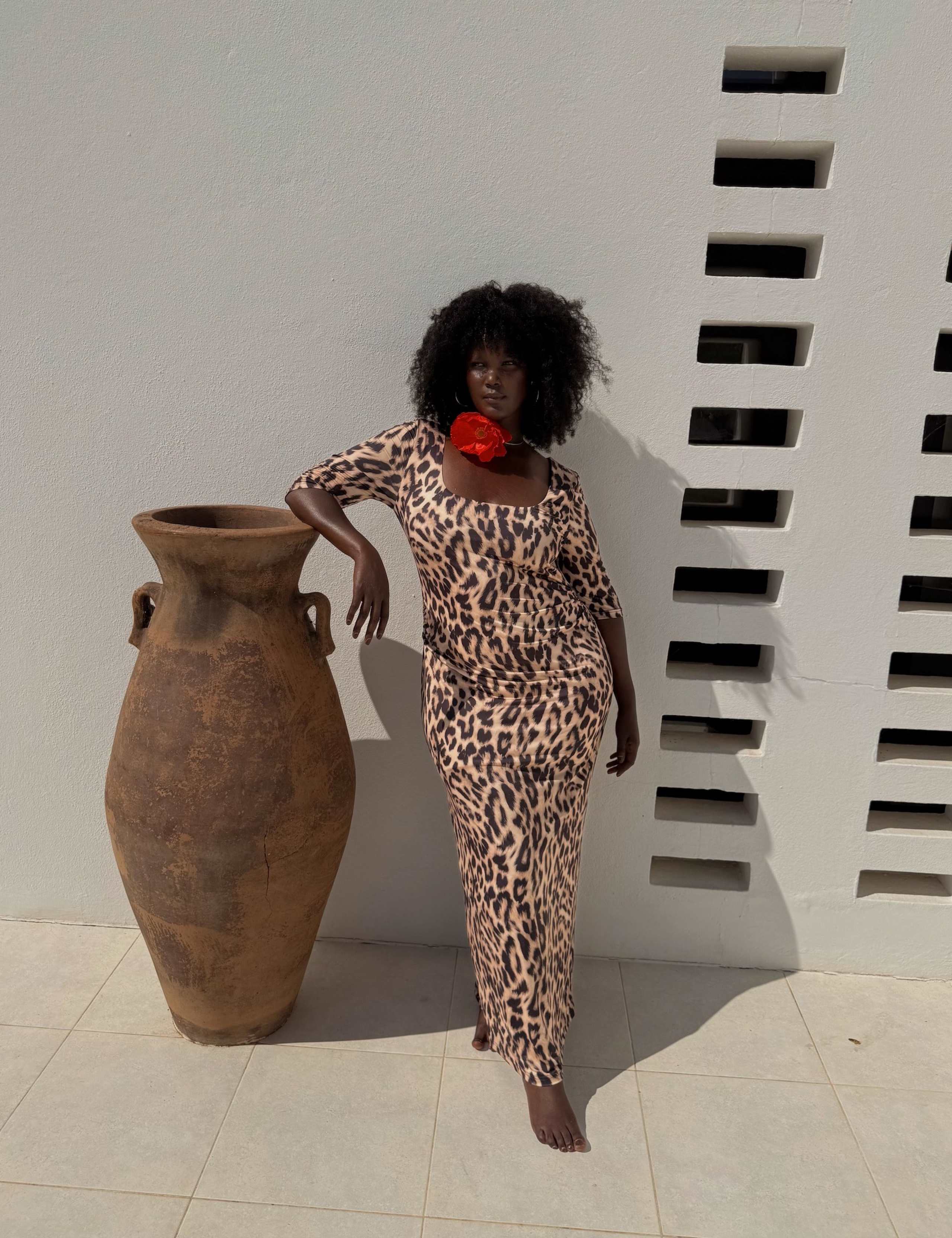 Leopard Print Scoop Neck Maxi Bodycon Dress 2 of 4