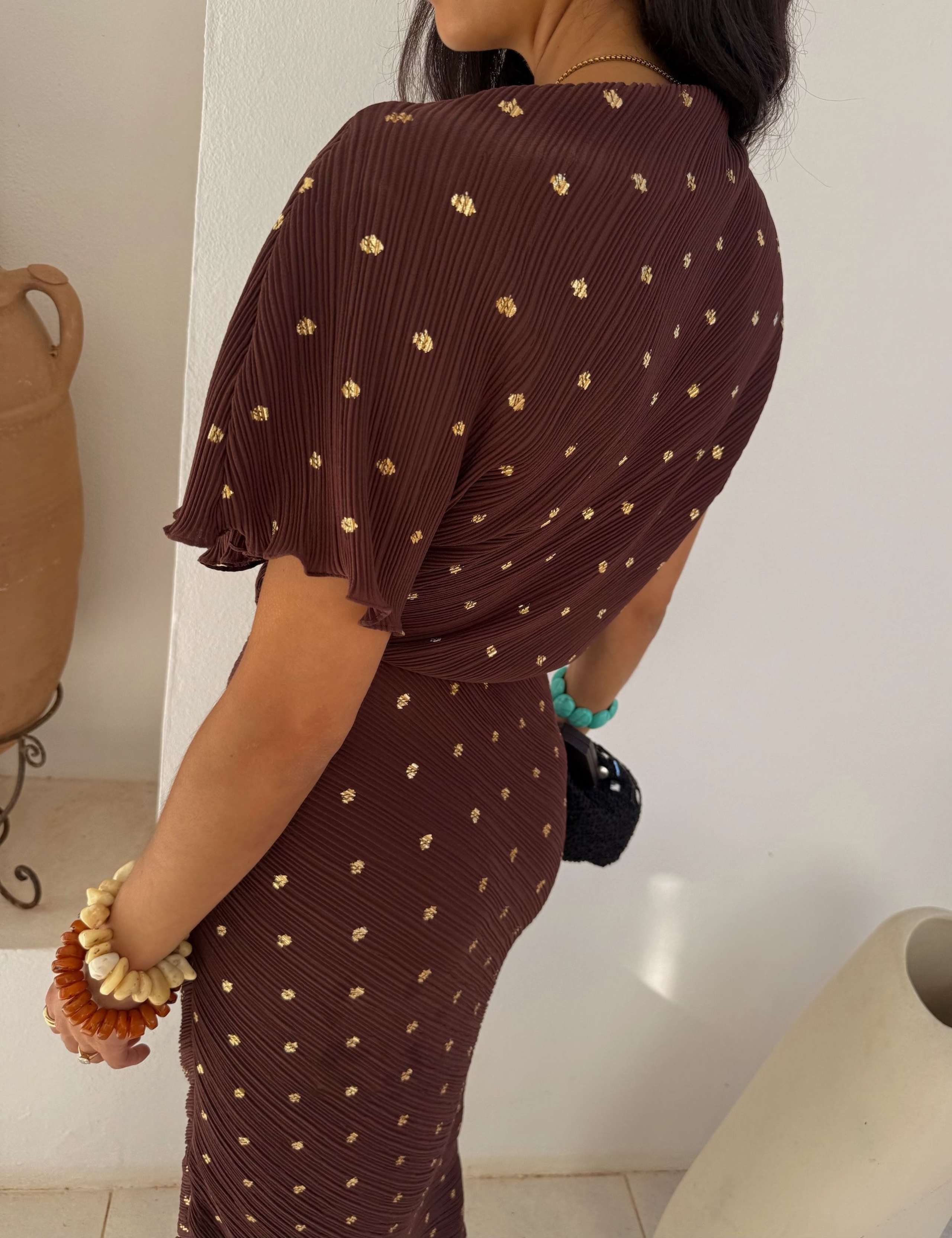 Plisse Printed Midi Waisted Dress 6 of 6