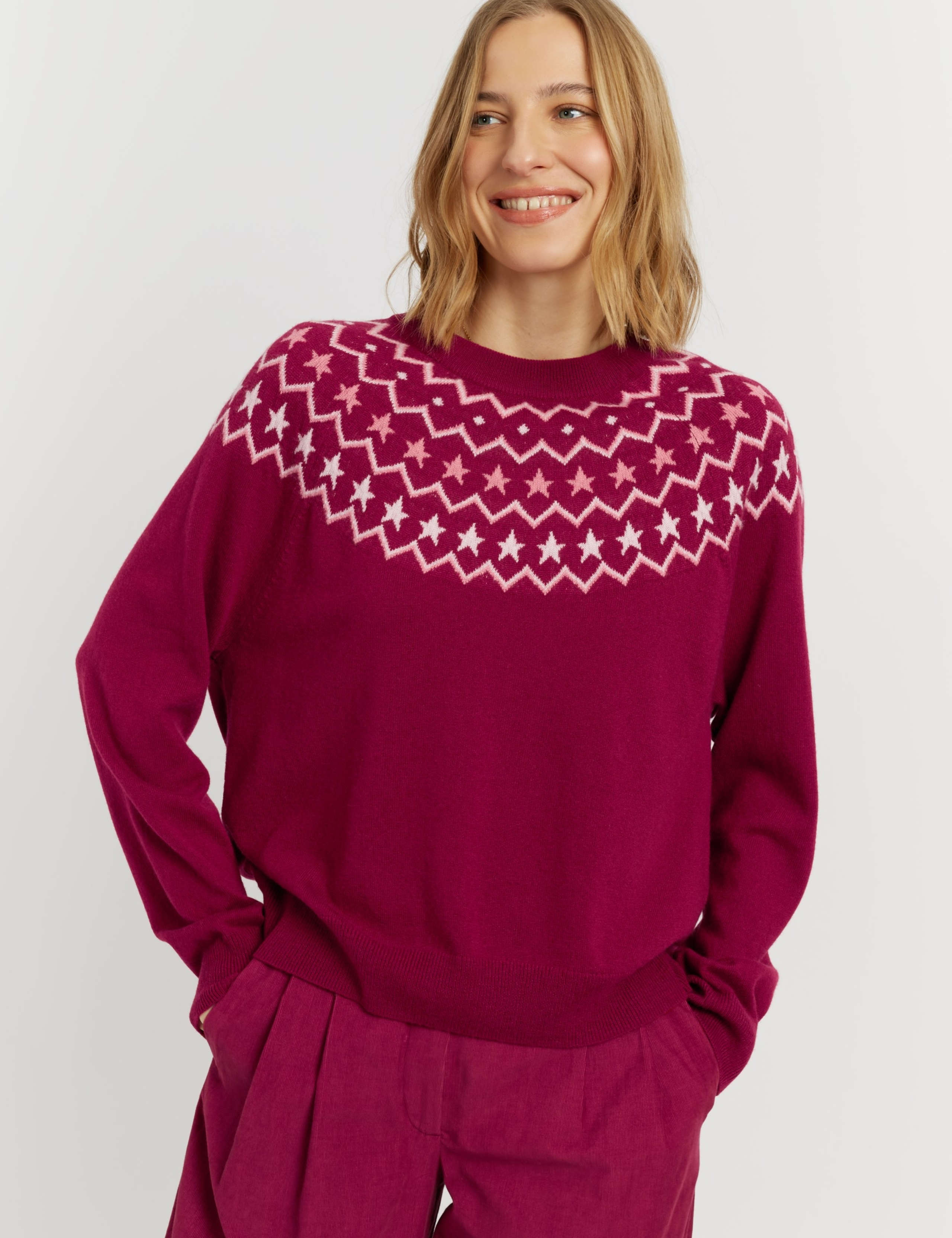 Wool Rich with Cashmere Fair Isle Crew Neck Jumper 3 of 4