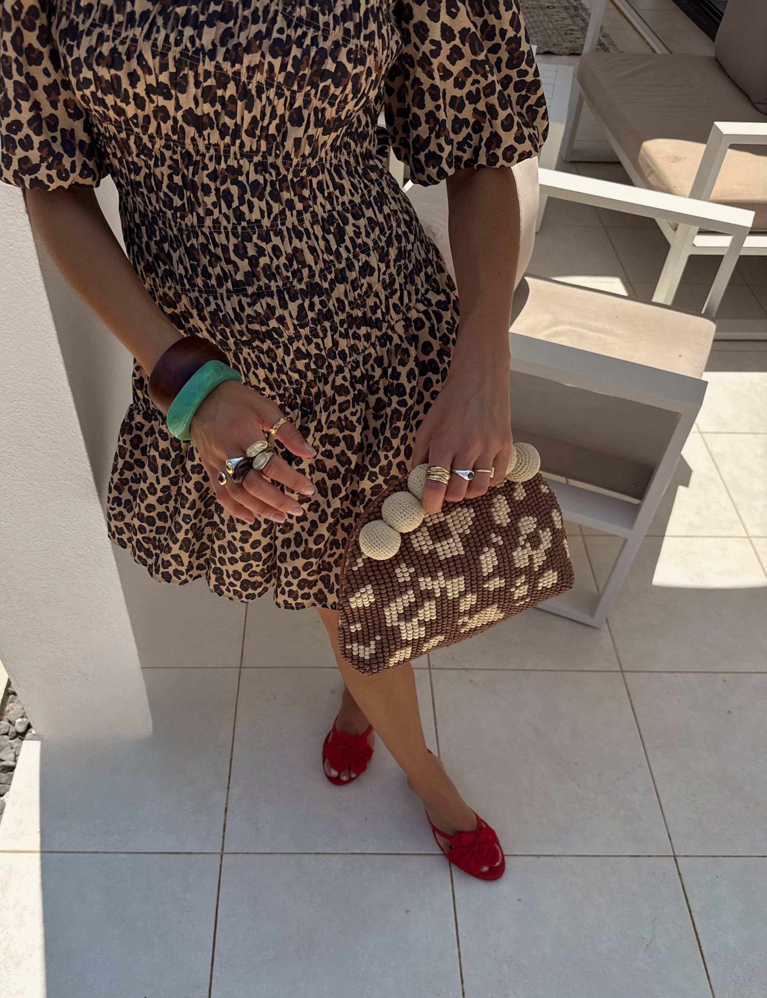 Leopard Print Tie Neck Mini Waisted Dress 3 of 6