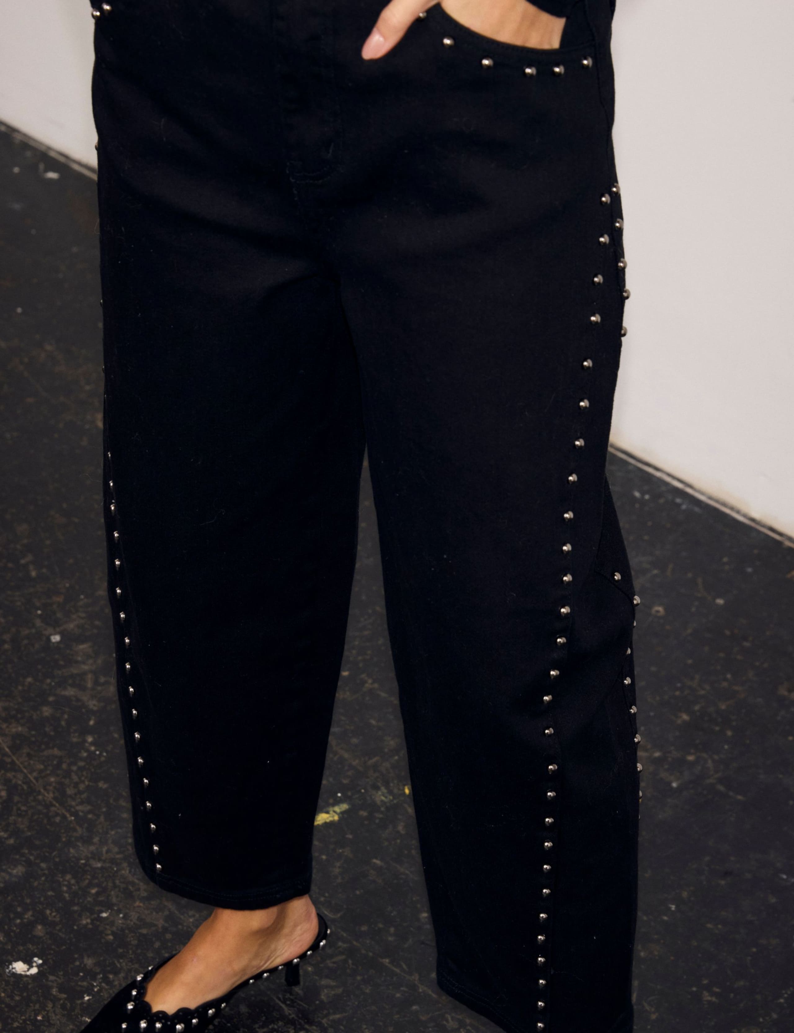 Mid Rise Stud Detail Barrel Leg Jeans 5 of 6