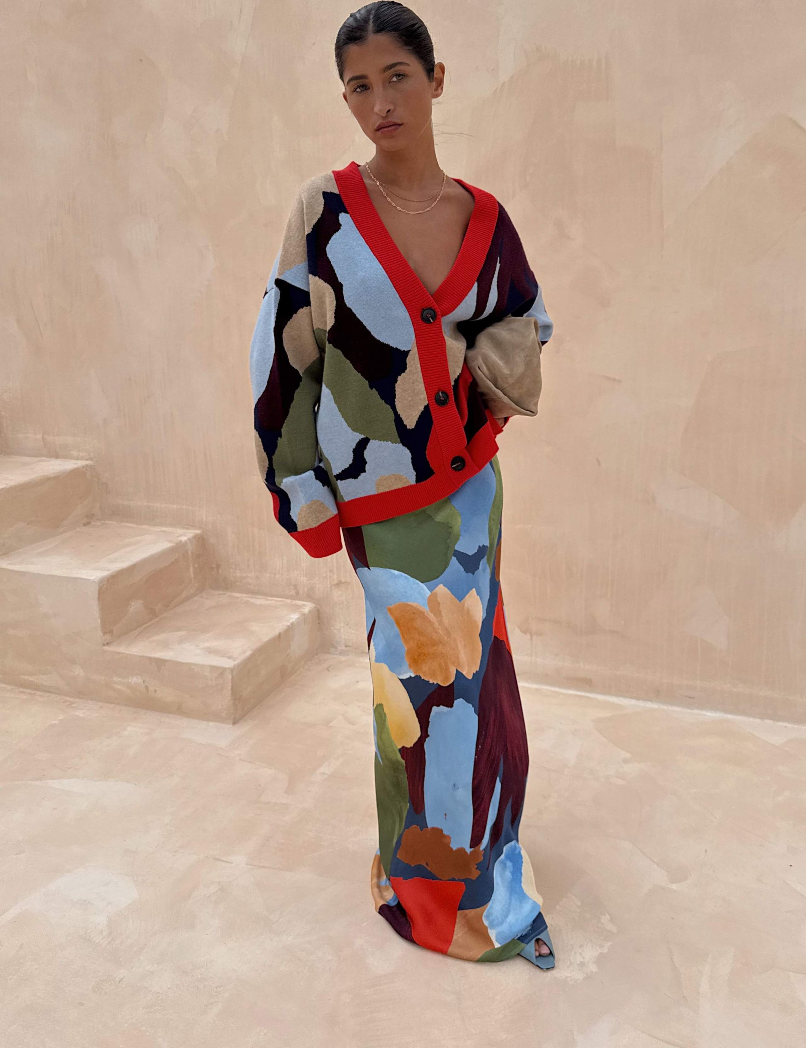 Printed Maxi Slip Skirt 1 of 6