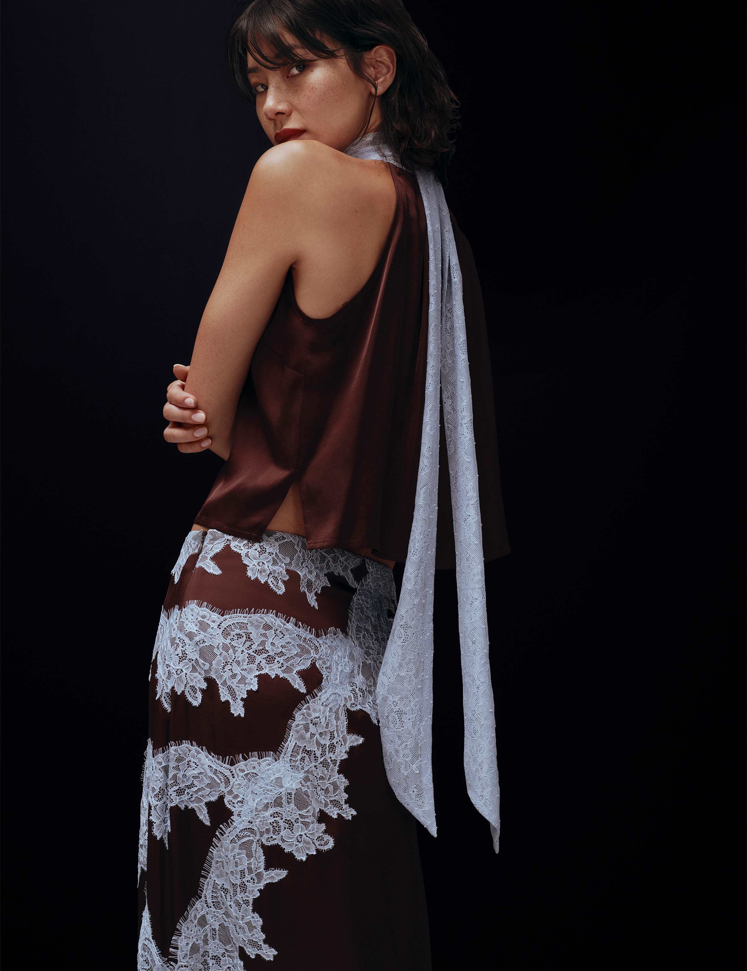 Lace Detail Maxi Slip Skirt 1 of 4