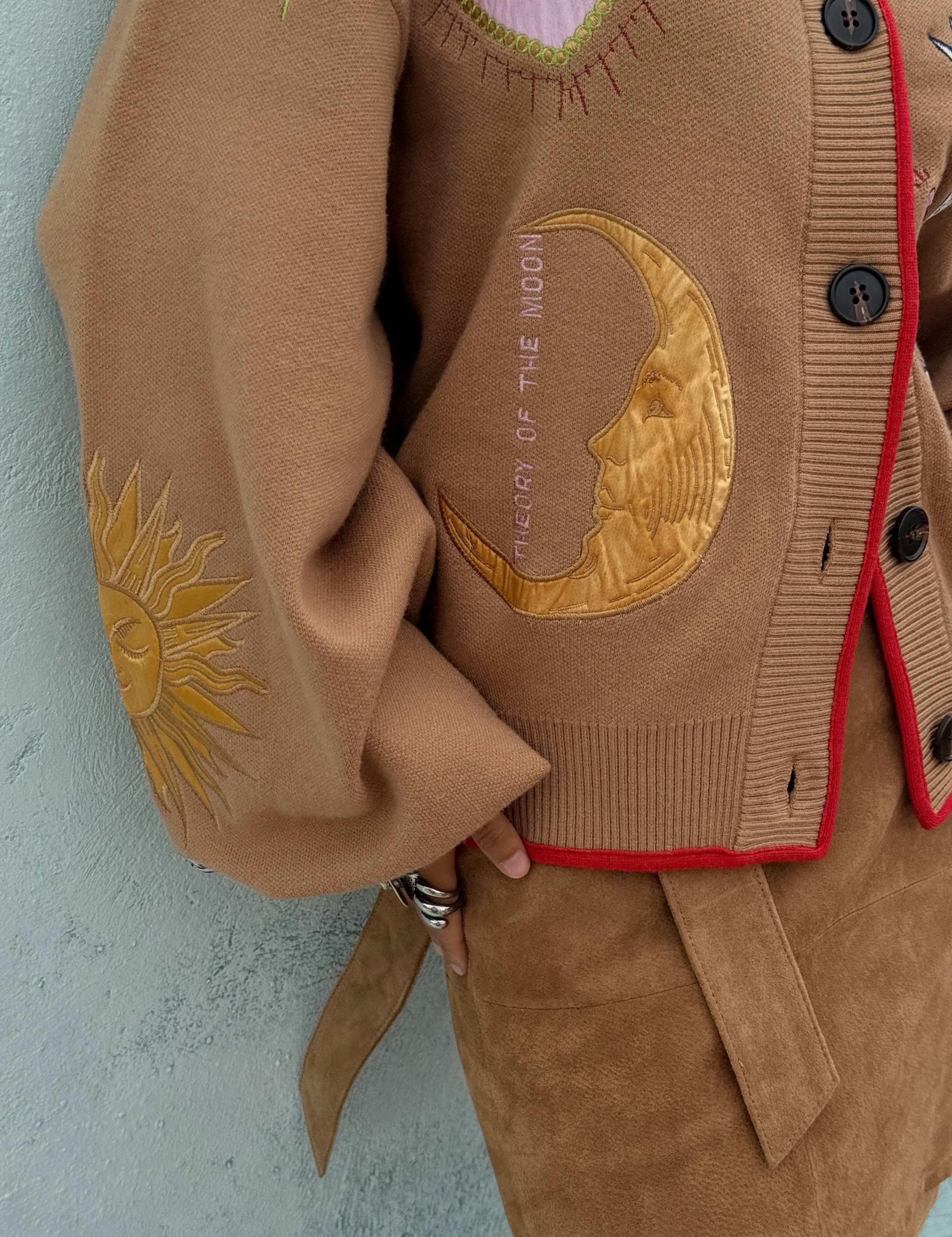 Embroidered Button Front Relaxed Cardigan 3 of 4