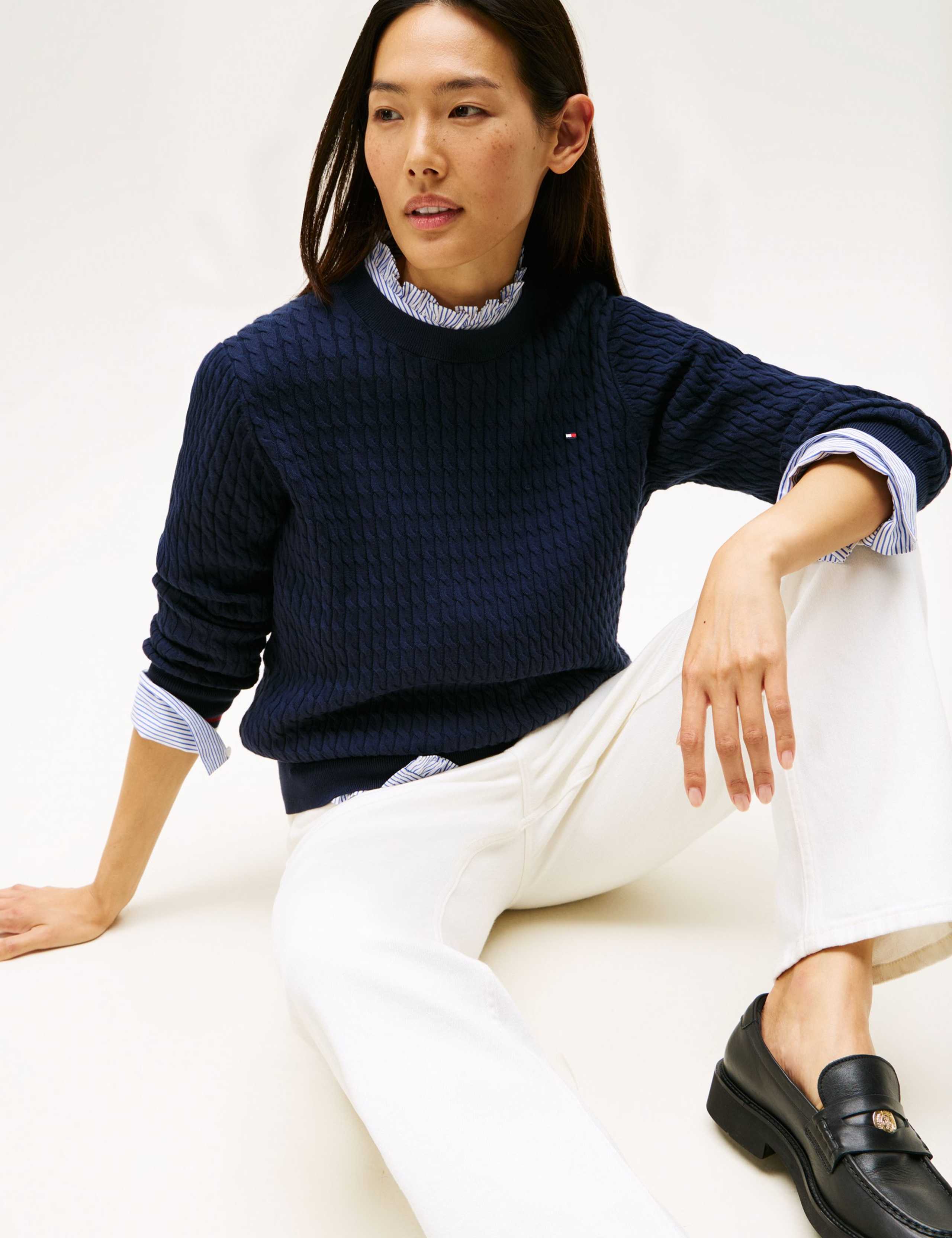 Pure Cotton Cable Knit Crew Neck Jumper 5 of 5