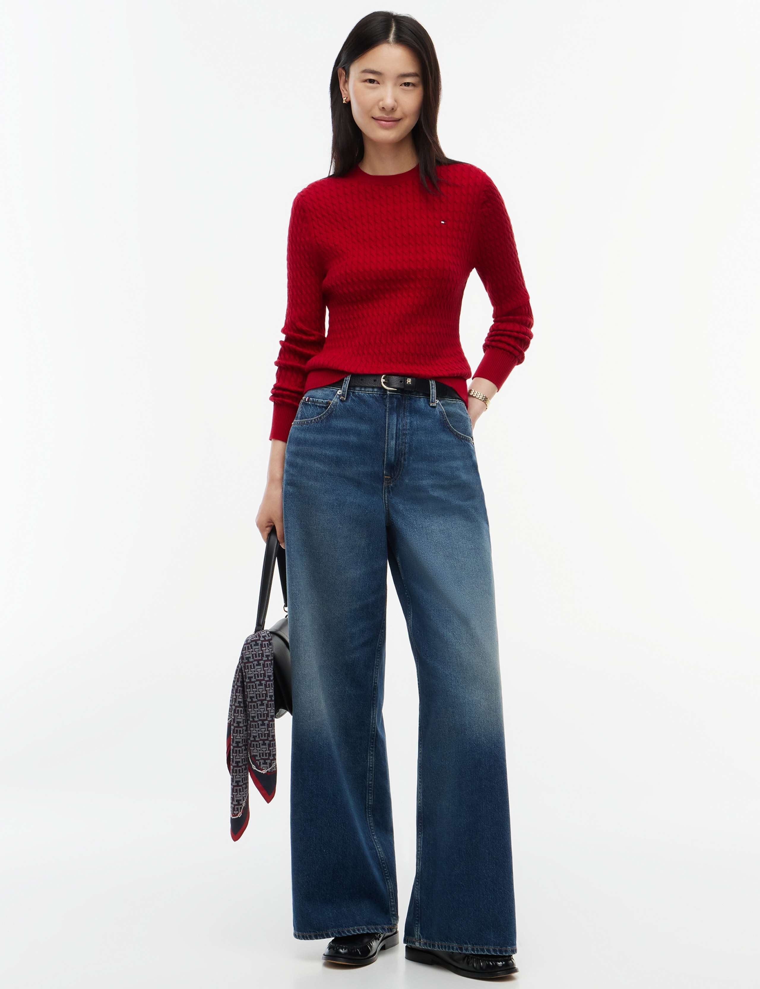 Pure Cotton Cable Knit Crew Neck Jumper 3 of 5