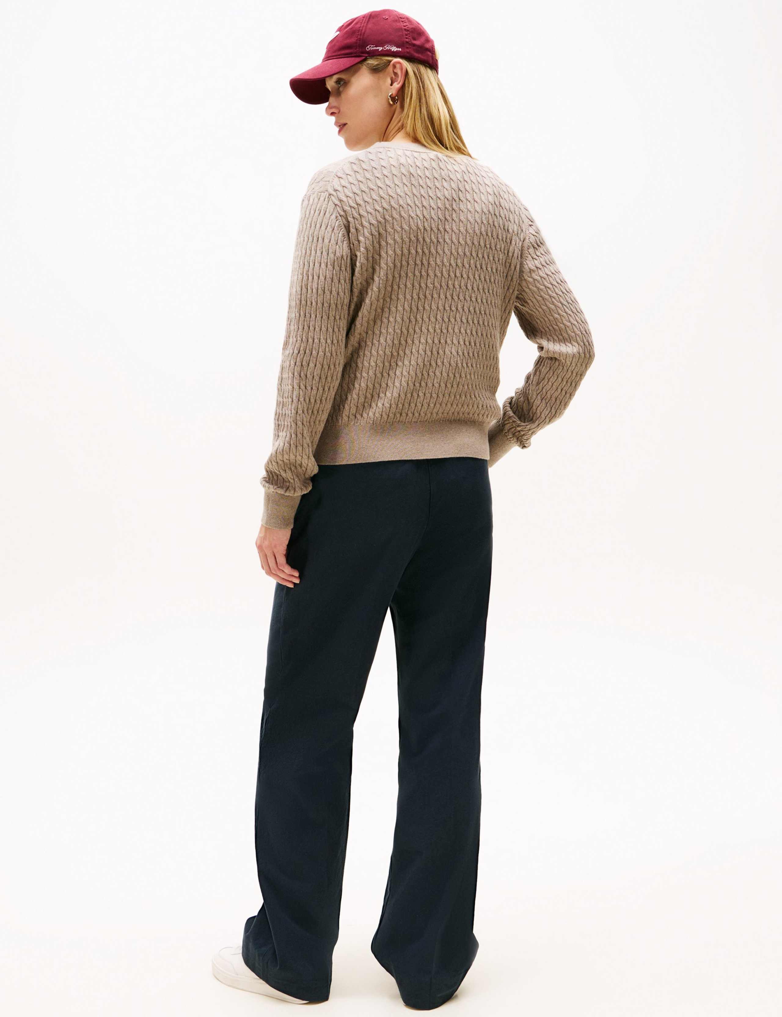 Pure Cotton Cable Knit Crew Neck Jumper 4 of 5