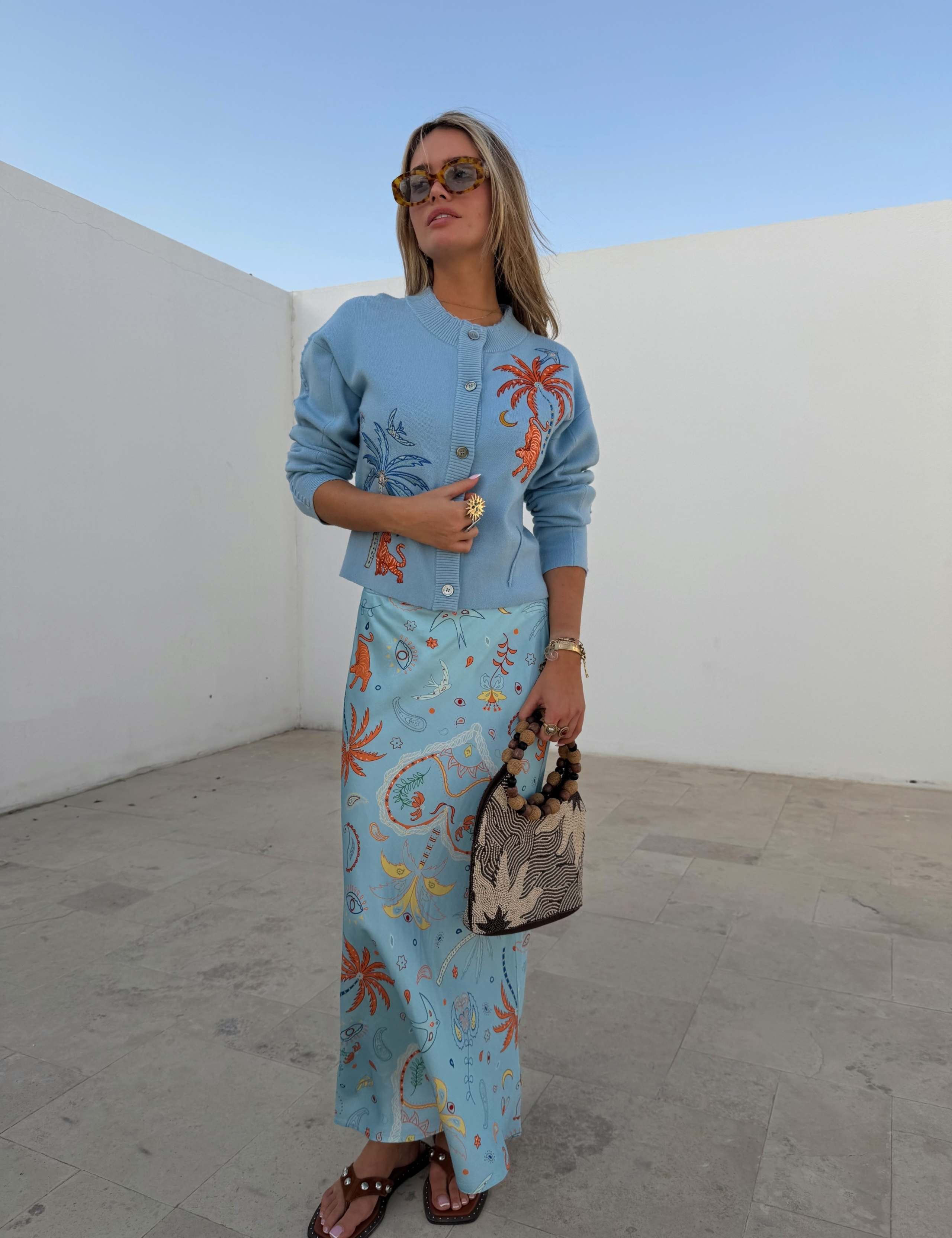 Embroidered Button Front Relaxed Cardigan 3 of 5