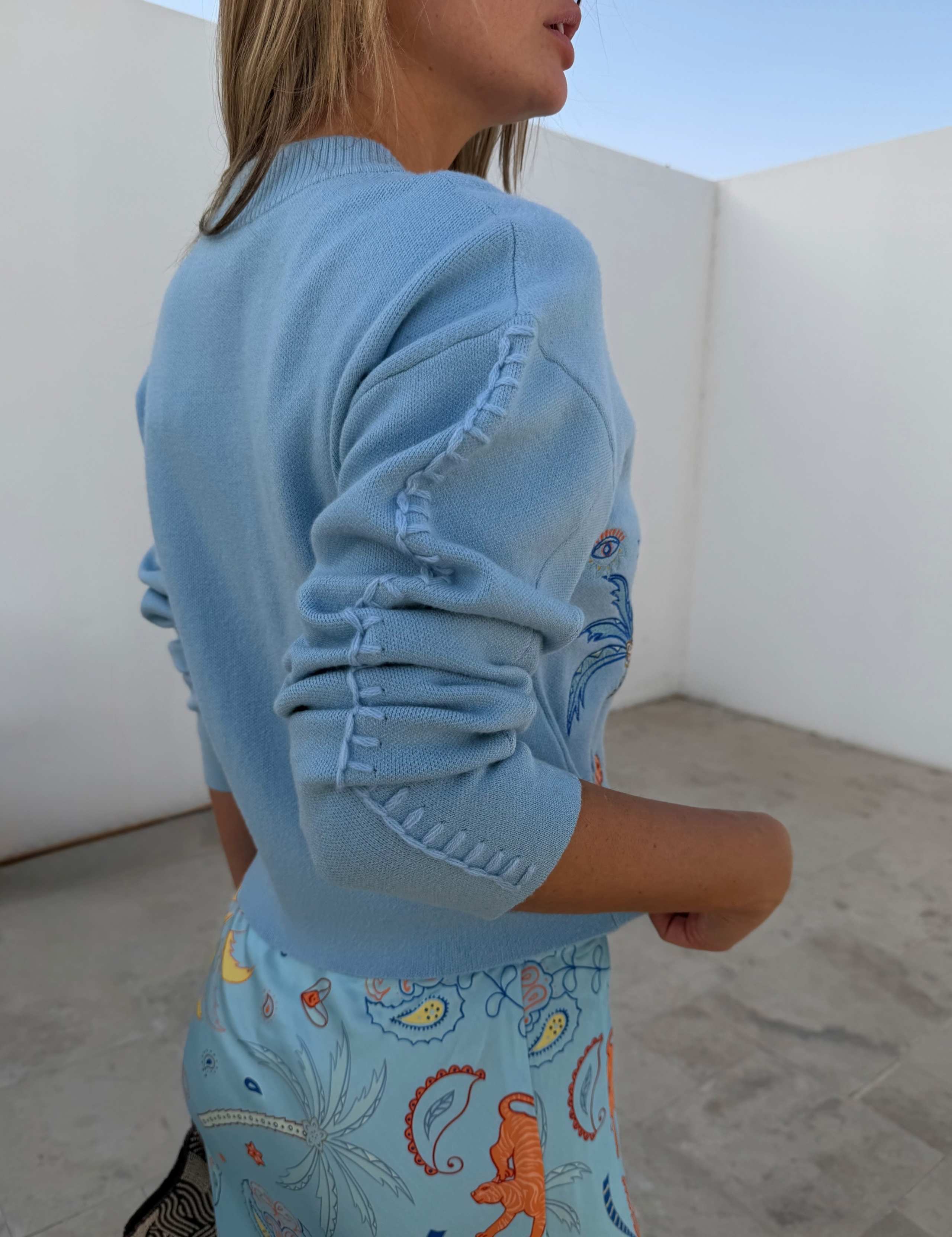 Embroidered Button Front Relaxed Cardigan 5 of 5