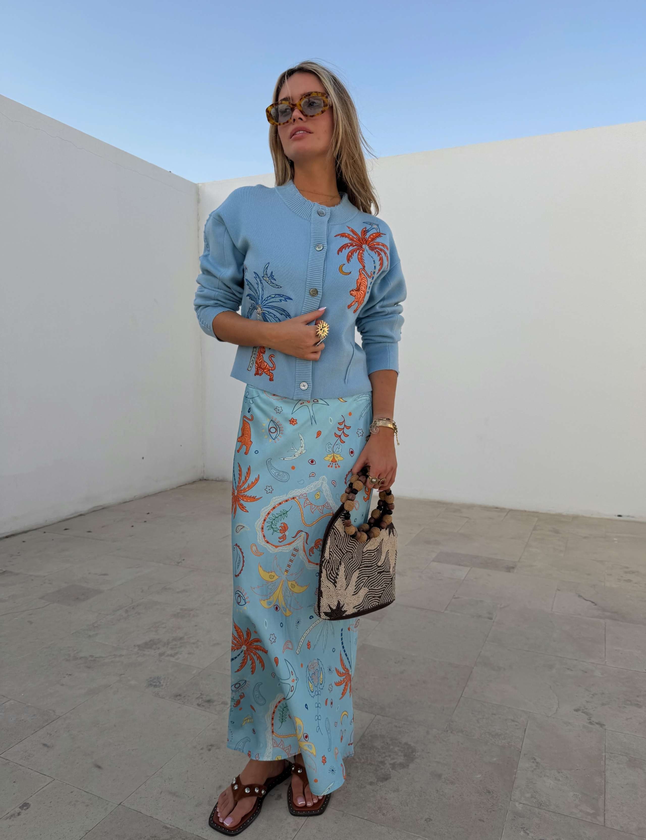 Printed Maxi Slip Skirt 1 of 4