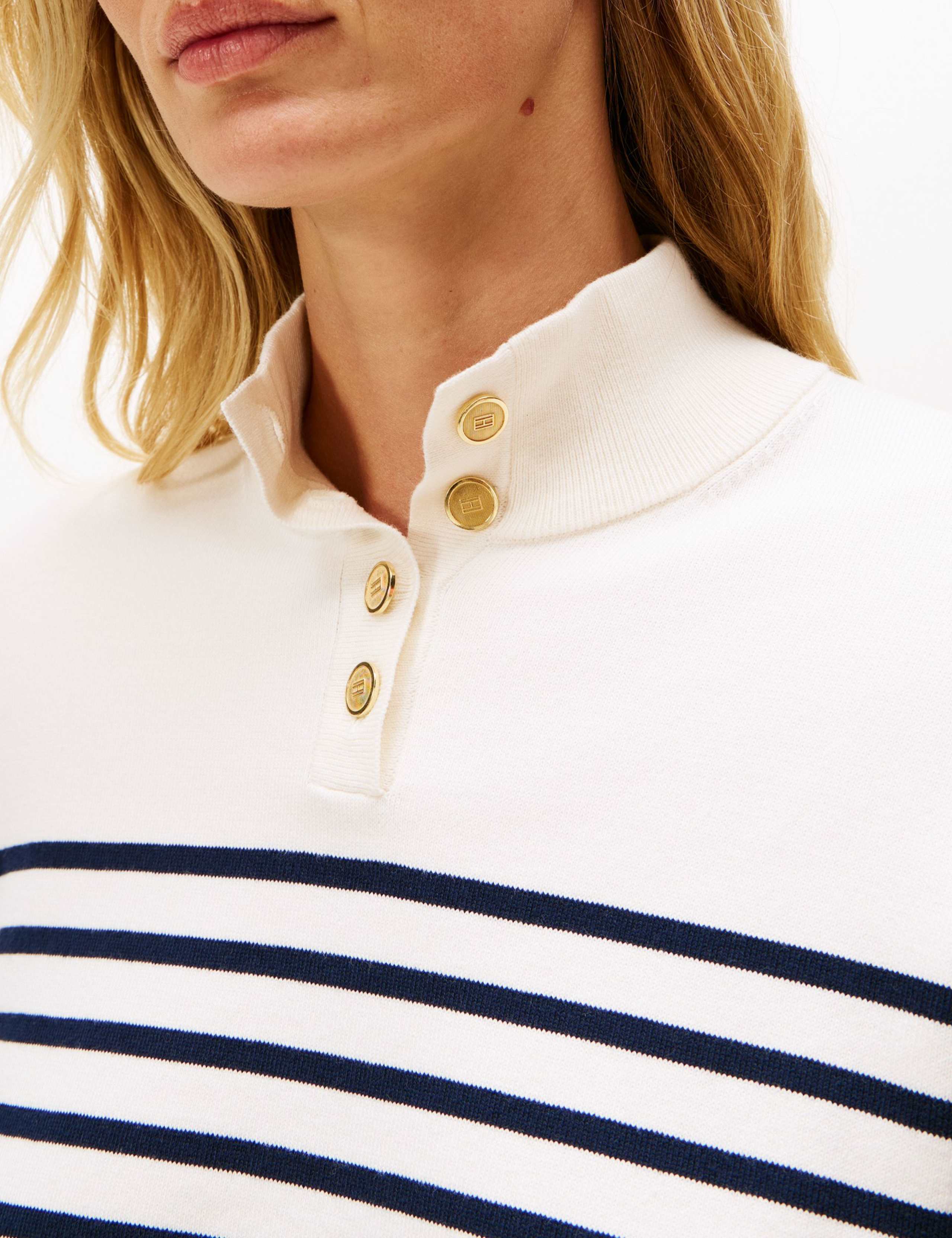 Cotton Rich Jersey Striped Funnel Neck Jumper 5 of 5