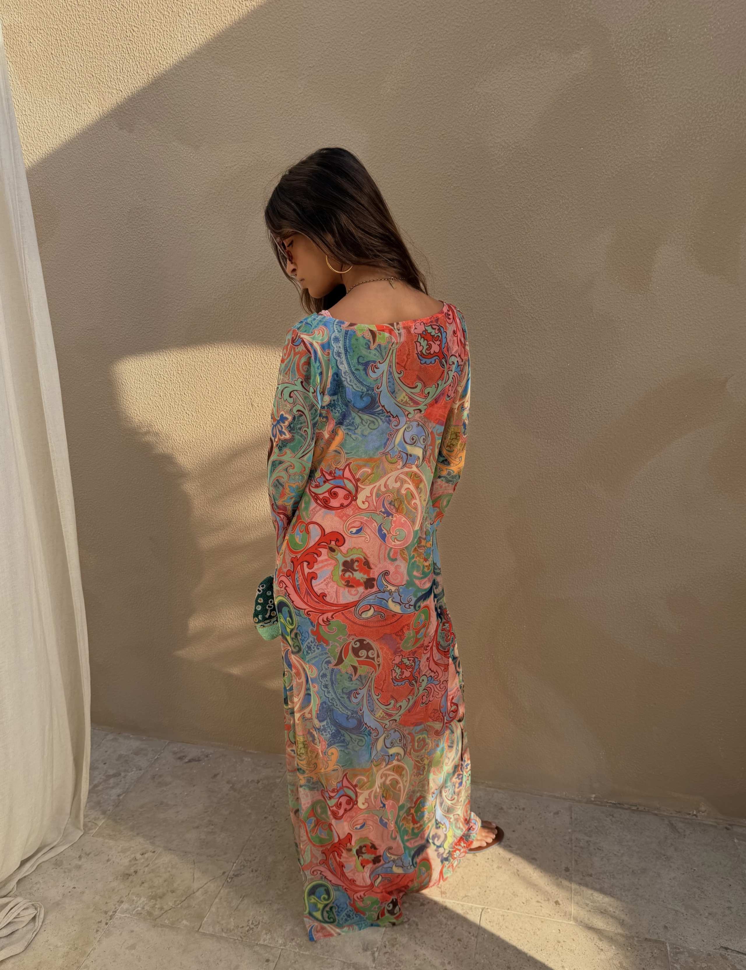 Mesh Printed Maxi Column Dress 2 of 4