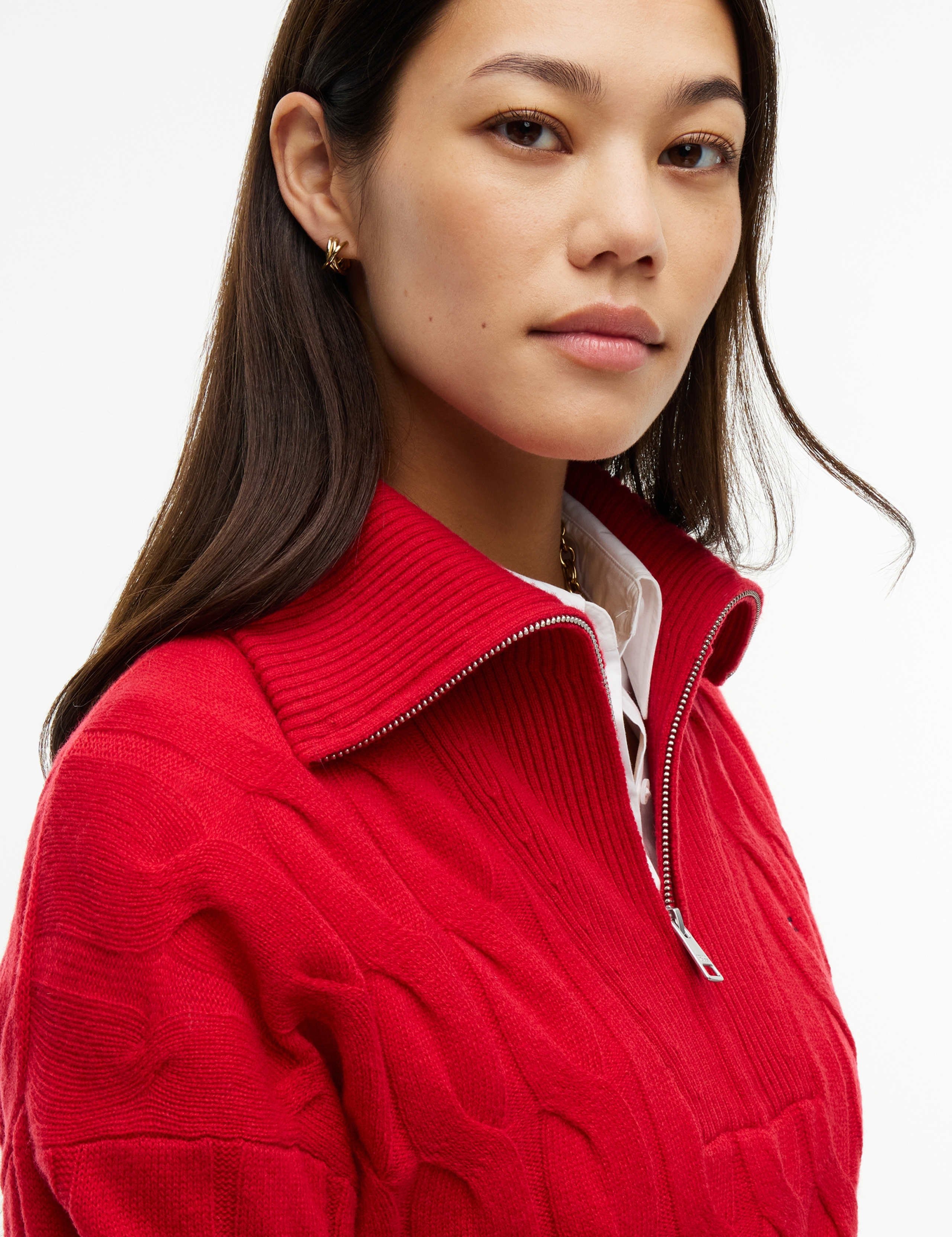 Pure Wool Cable Knit Half Zip Jumper 3 of 7