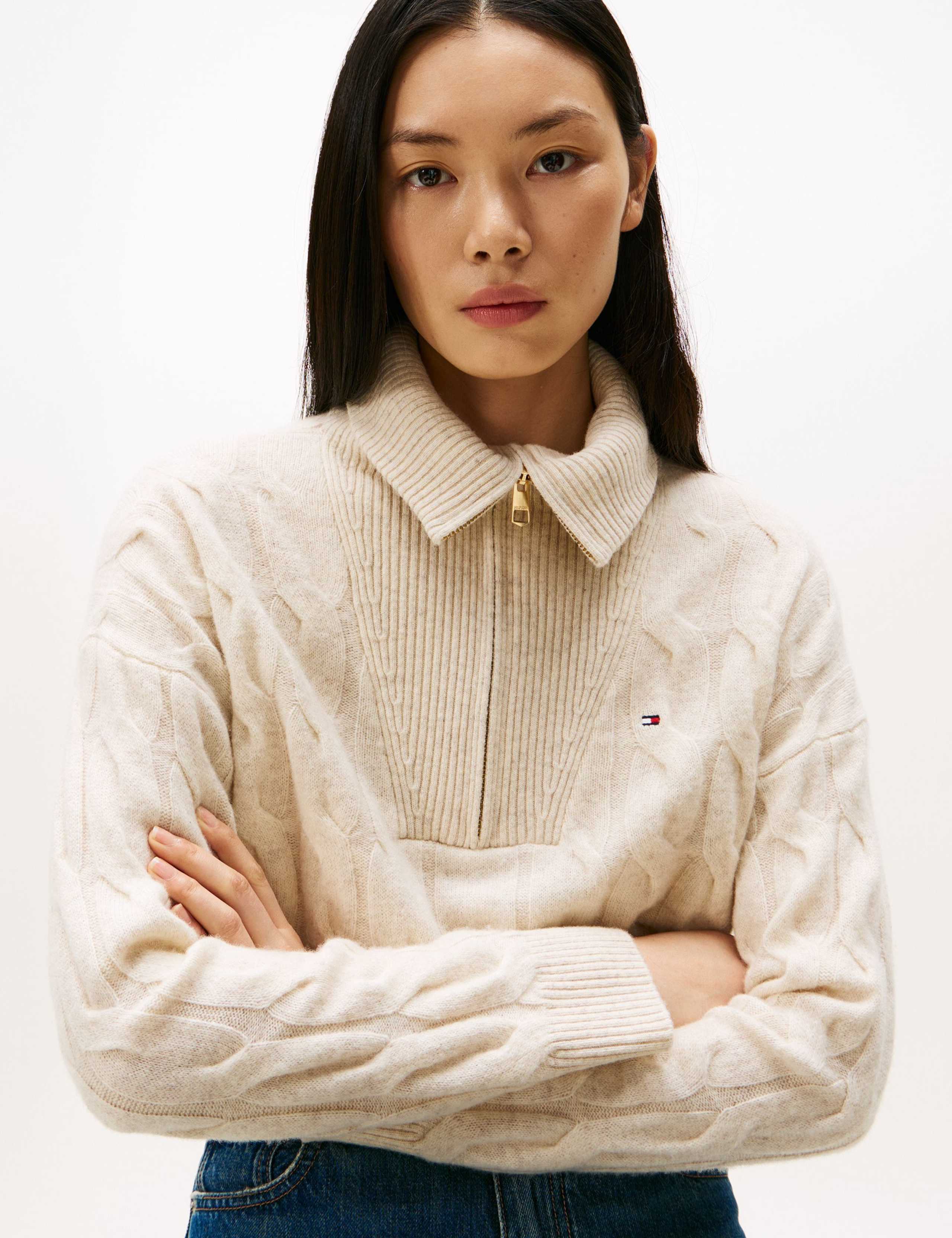 Pure Wool Cable Knit Half Zip Jumper 5 of 5