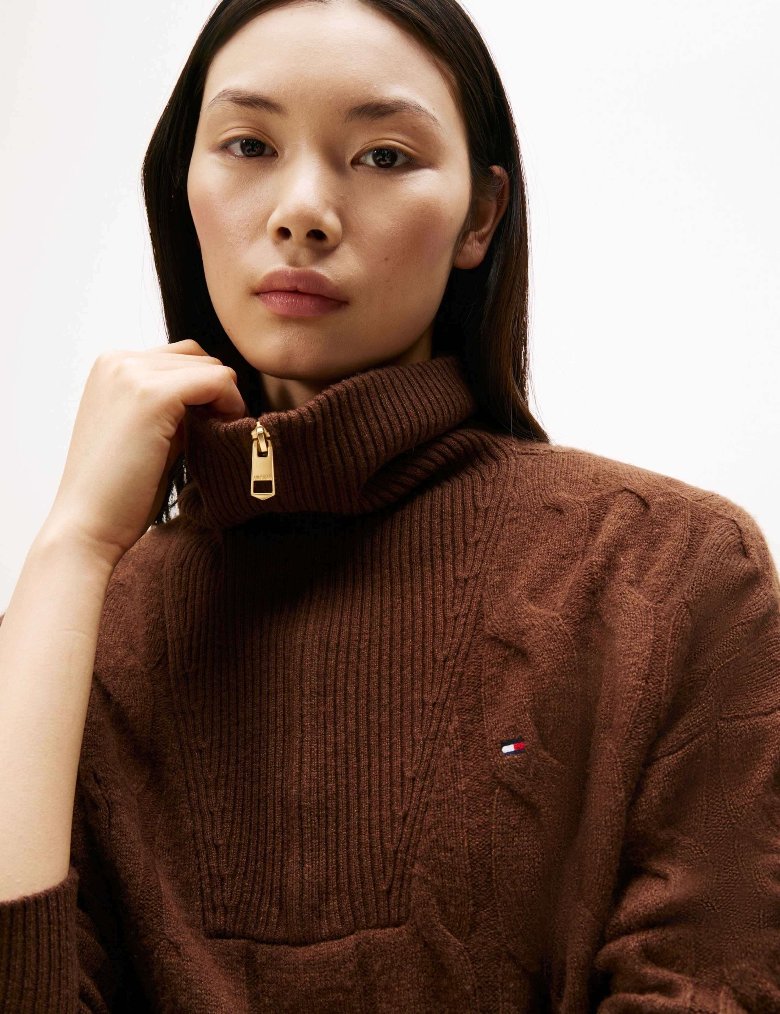 Pure Wool Cable Knit Half Zip Jumper 4 of 5