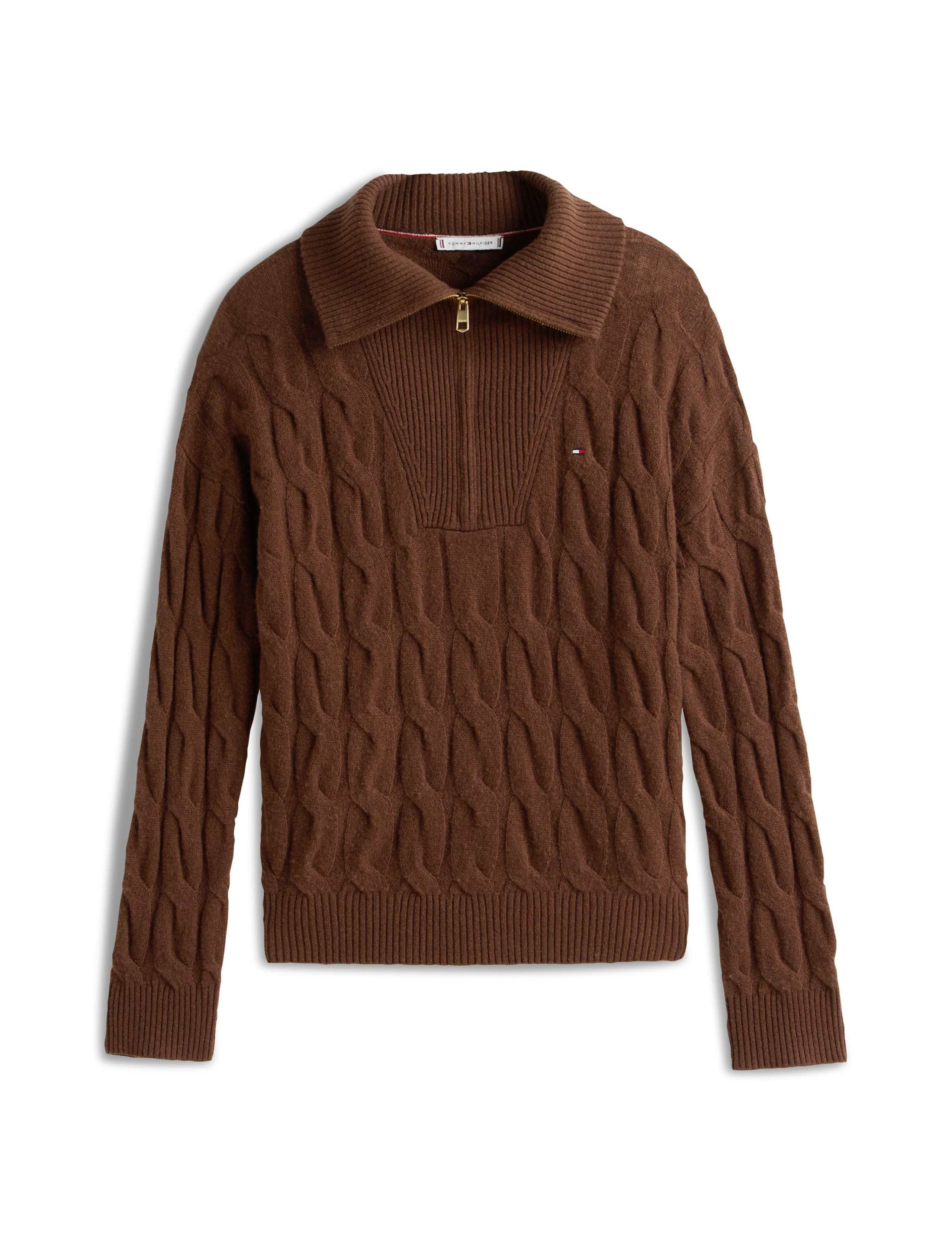 Pure Wool Cable Knit Half Zip Jumper 2 of 5