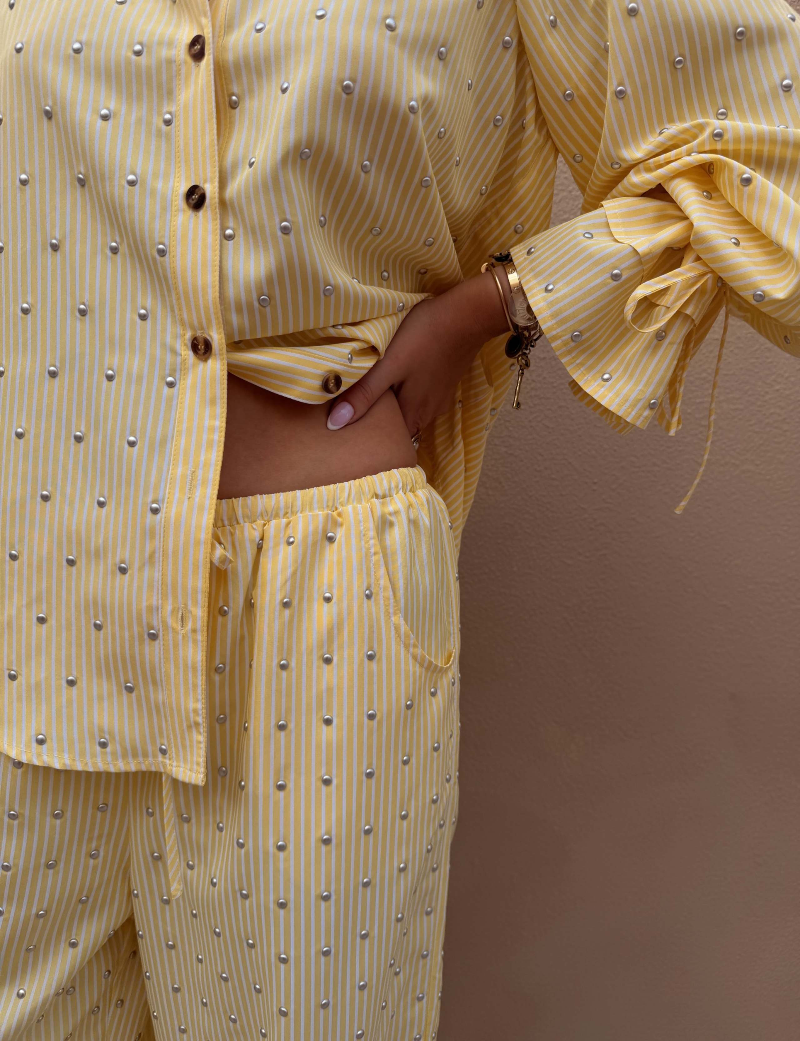 Pinstripe Studded Wide Leg Trousers 2 of 4