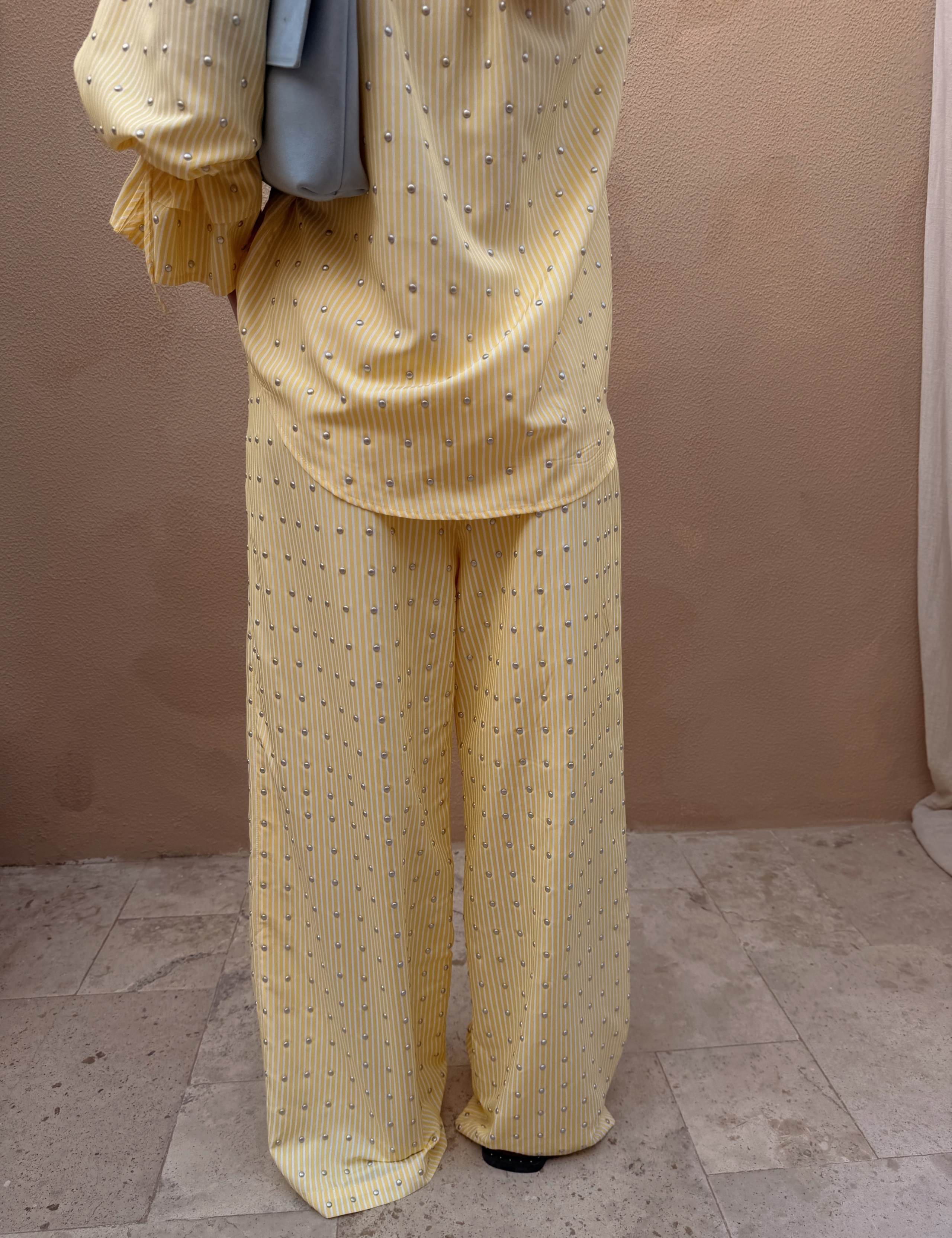 Pinstripe Studded Wide Leg Trousers 4 of 4