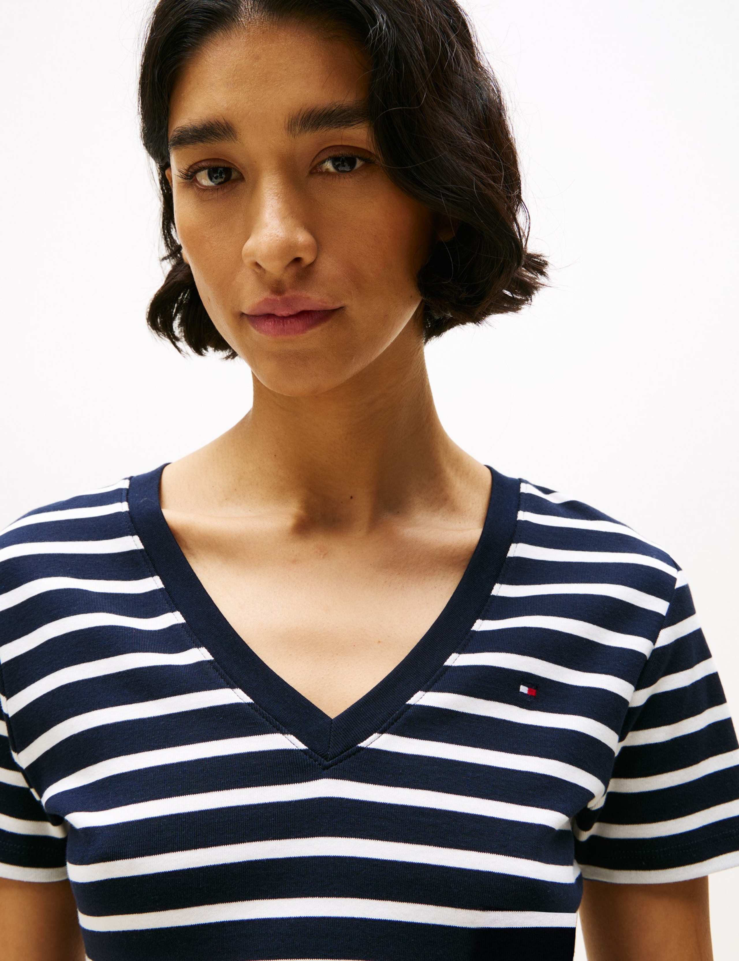 Cody Pure Cotton Striped V-Neck T-Shirt 3 of 5