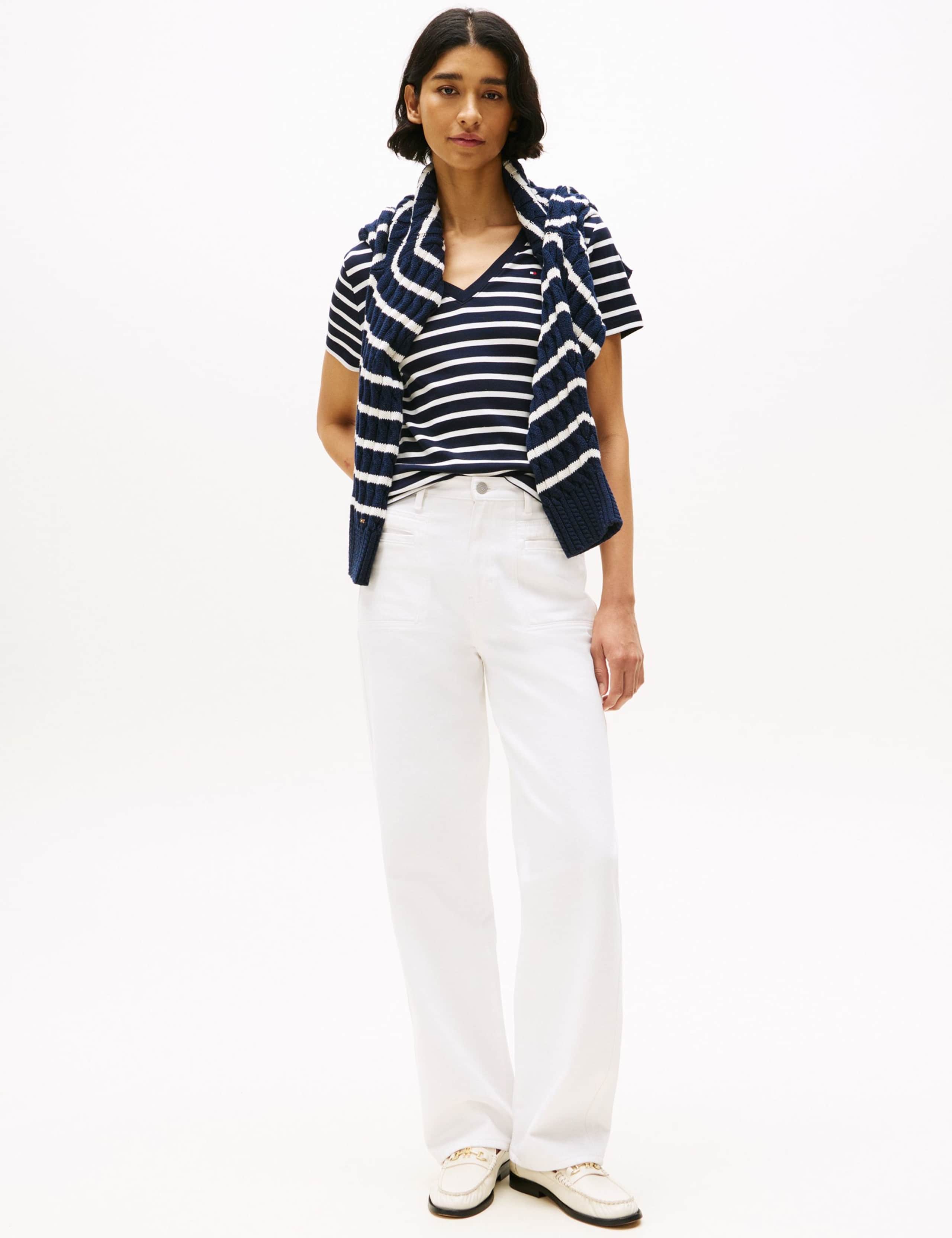 Cody Pure Cotton Striped V-Neck T-Shirt 4 of 5