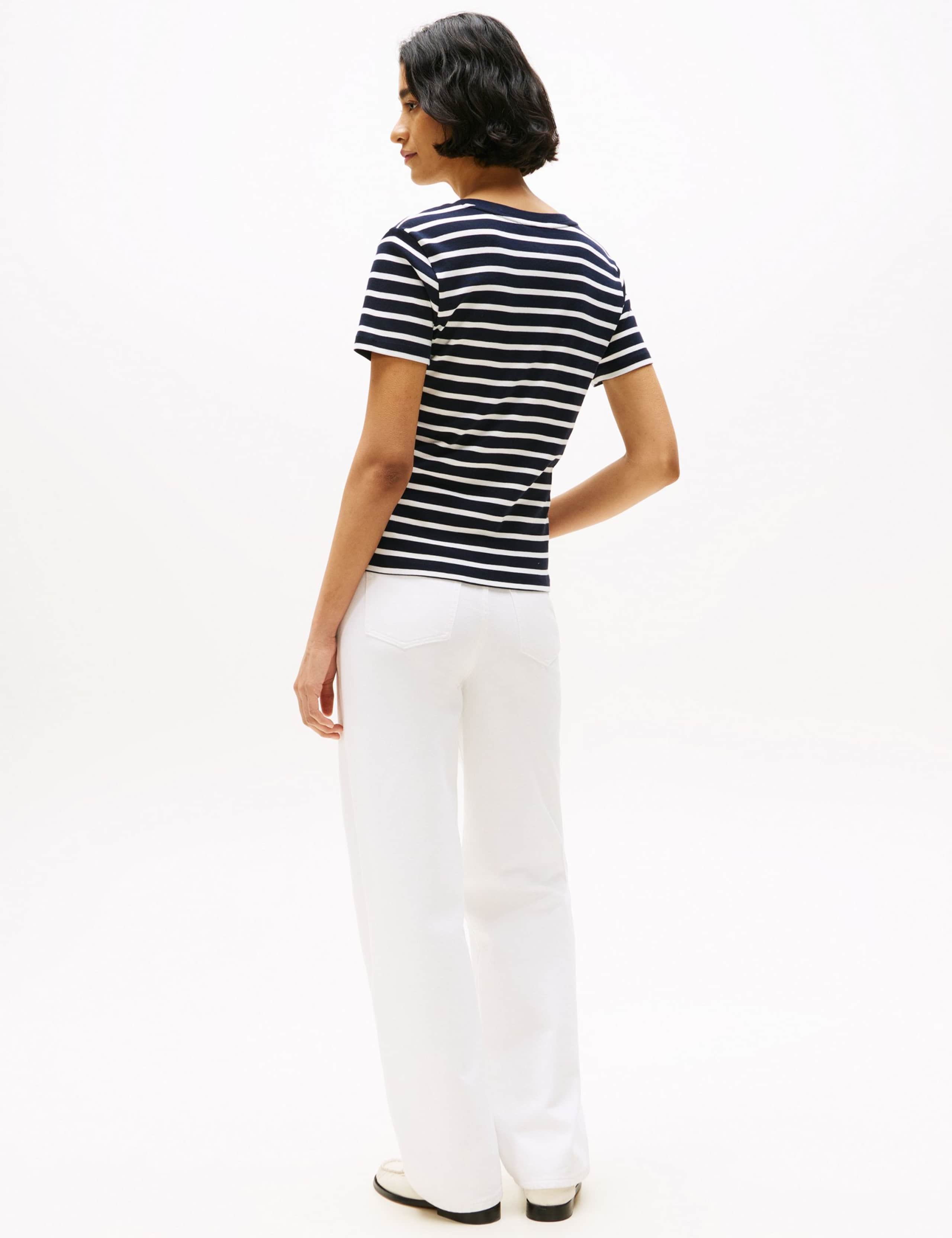 Cody Pure Cotton Striped V-Neck T-Shirt 5 of 5