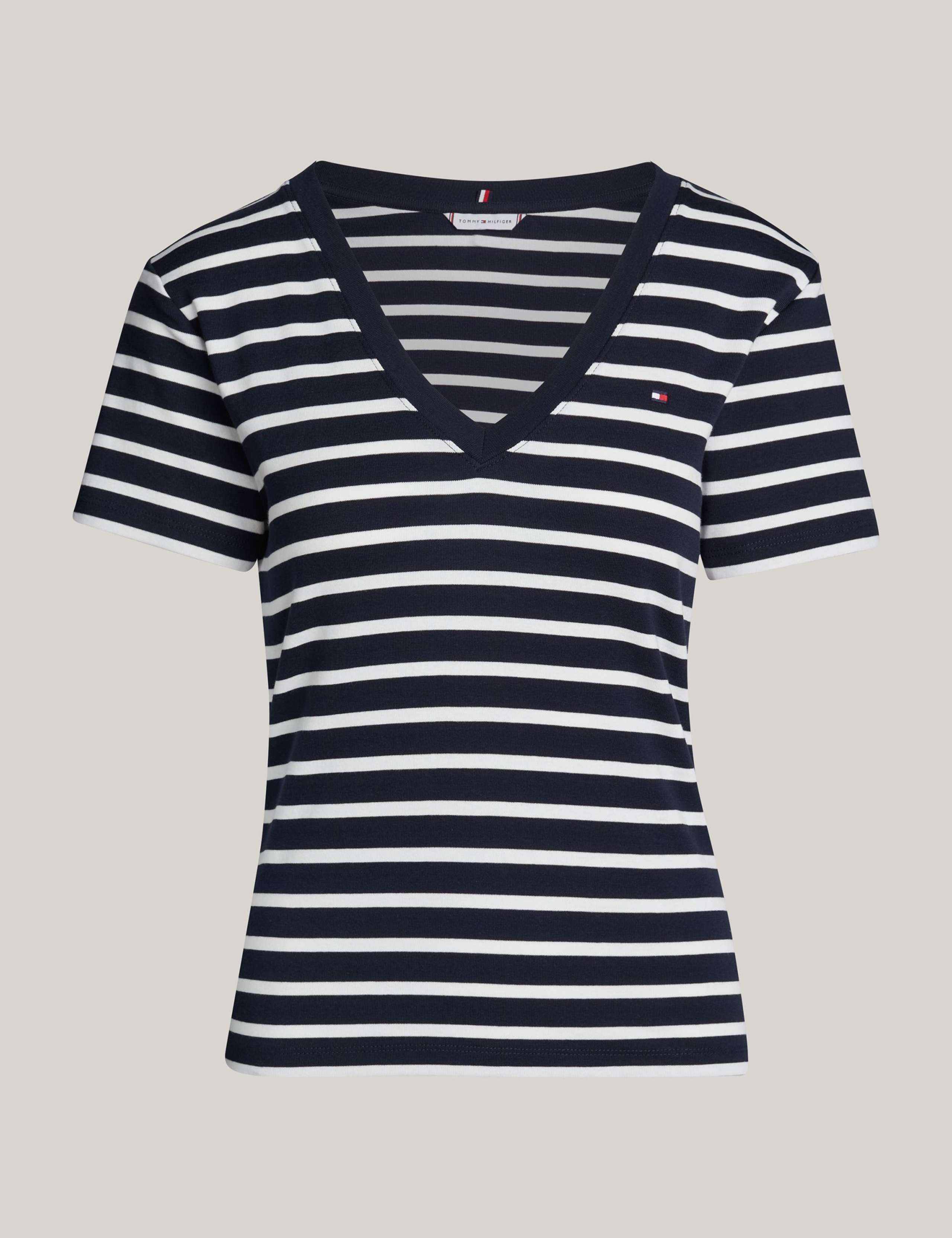 Cody Pure Cotton Striped V-Neck T-Shirt 2 of 5