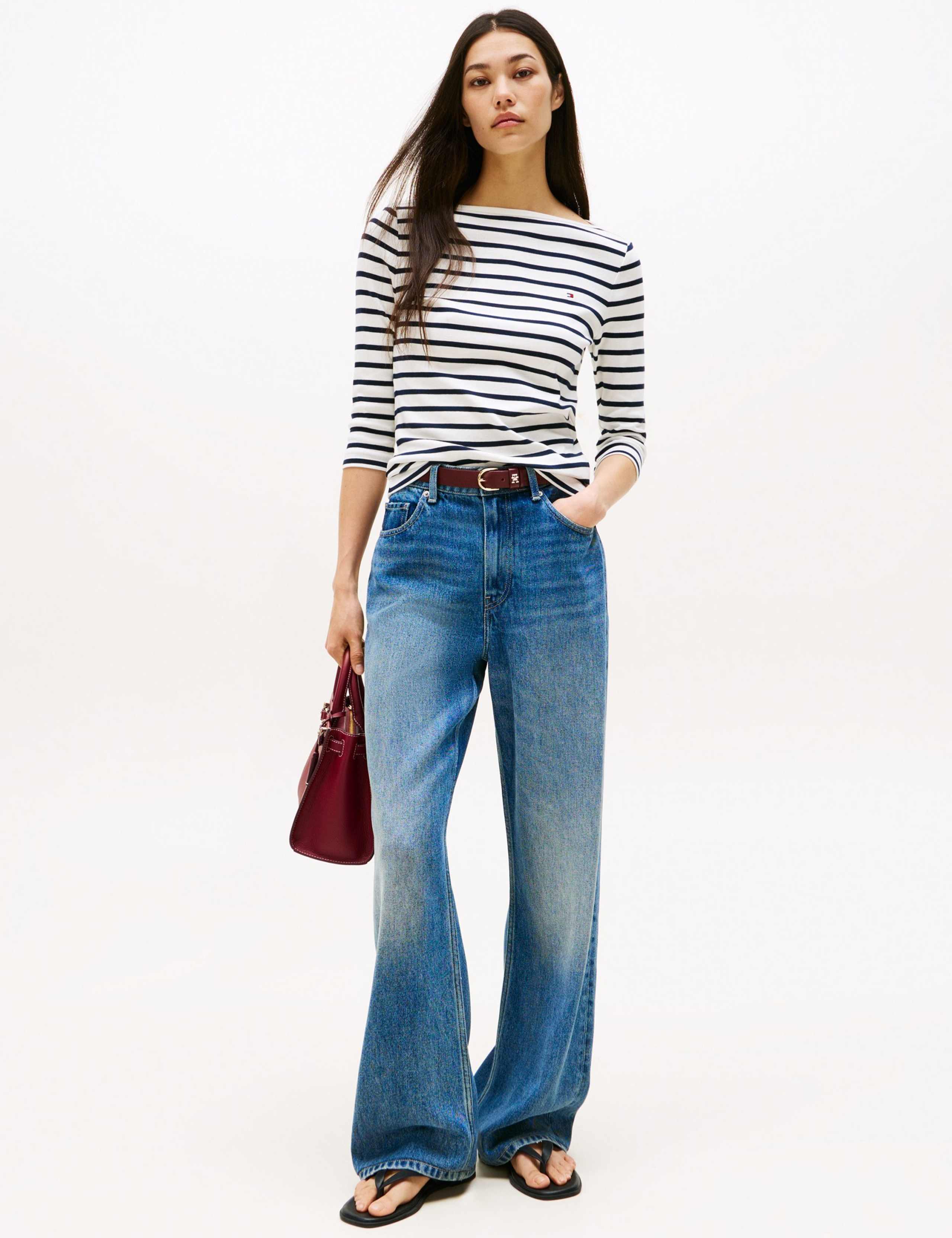 Cody Pure Cotton Striped Slash Neck Top 3 of 5