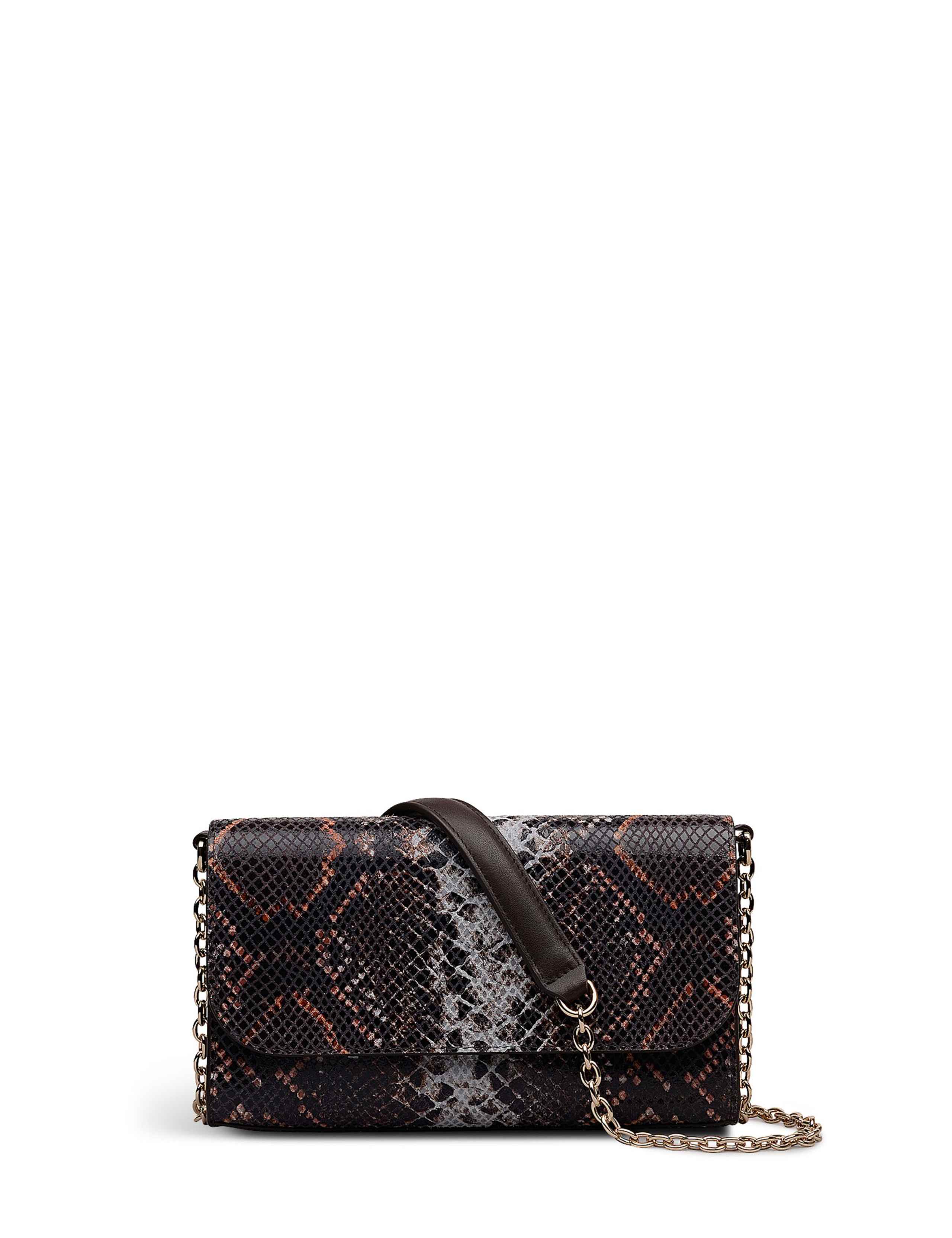 Leather Snake Effect Cross Body Bag 1 of 7