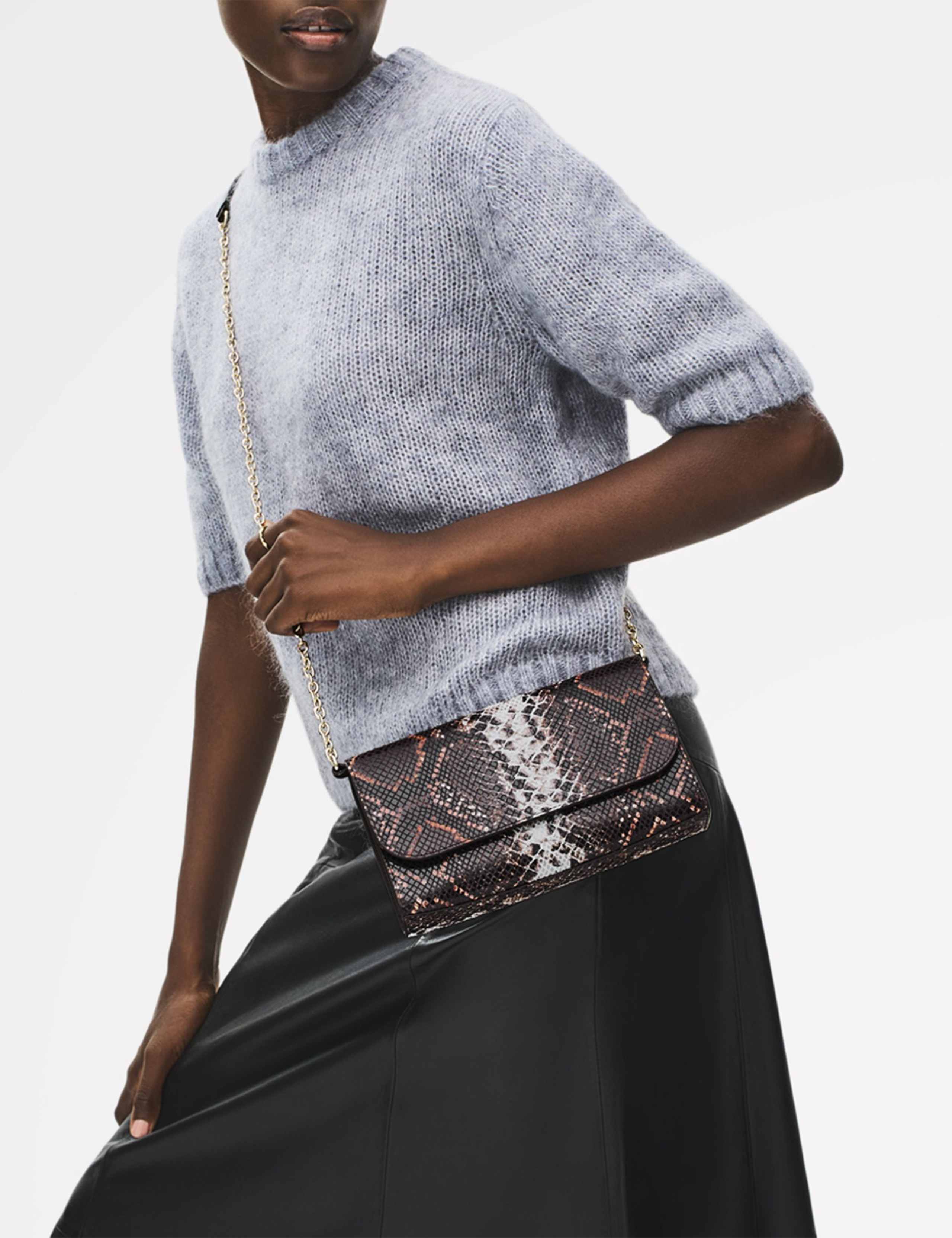 Leather Snake Effect Cross Body Bag 4 of 7