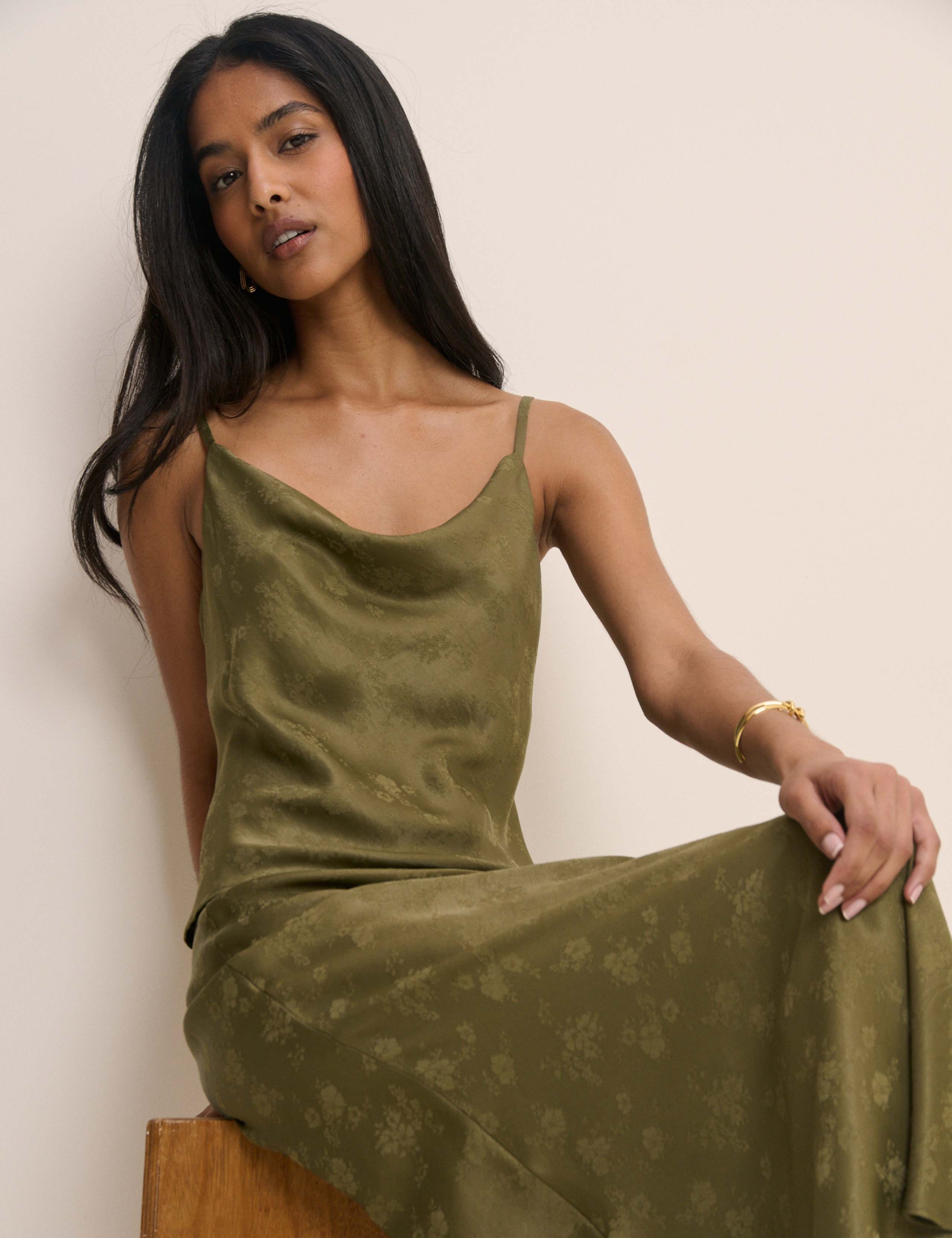 Satin Floral Jacquard Cowl Neck Cami Top 5 of 5
