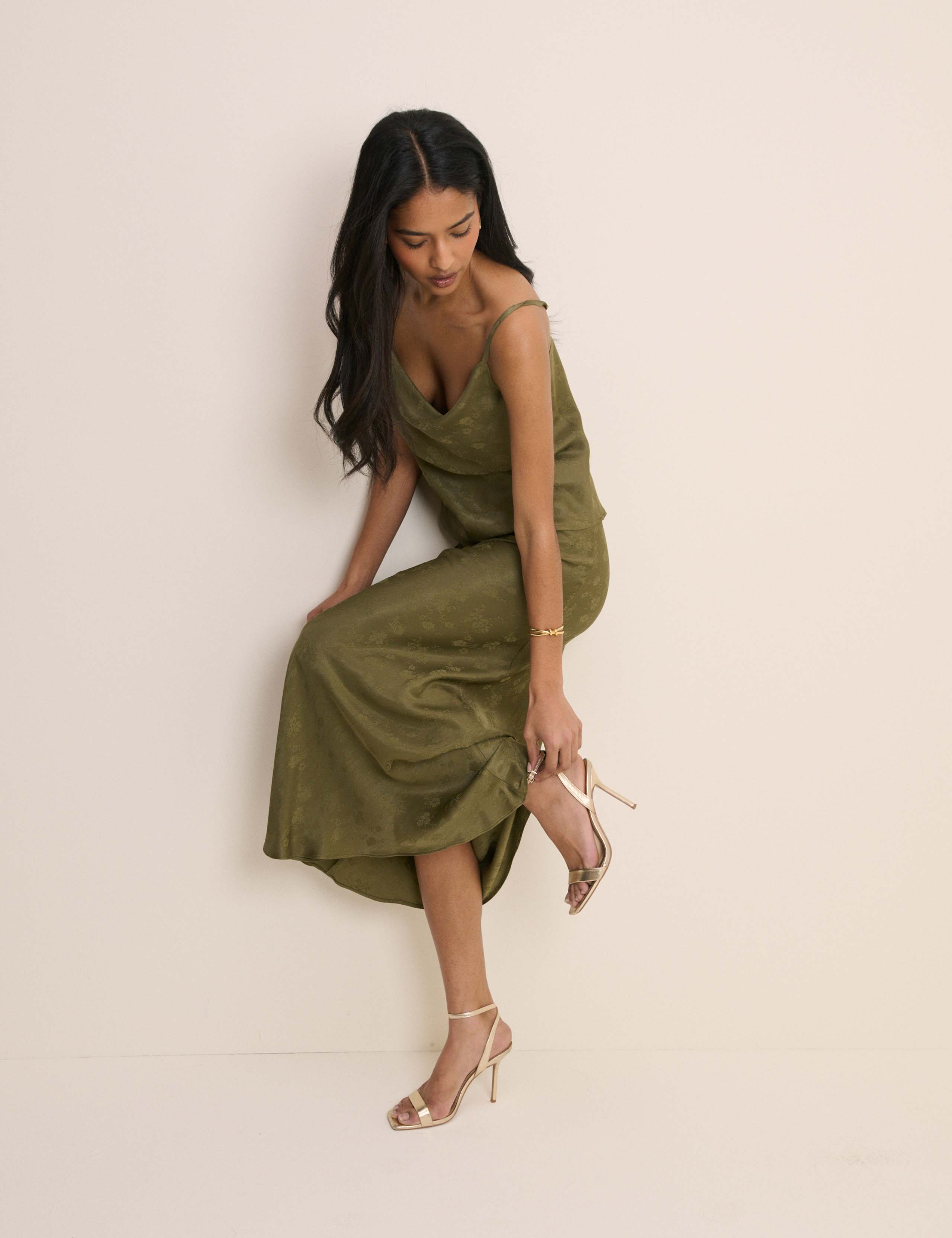 Satin Floral Maxi Slip Skirt 1 of 5