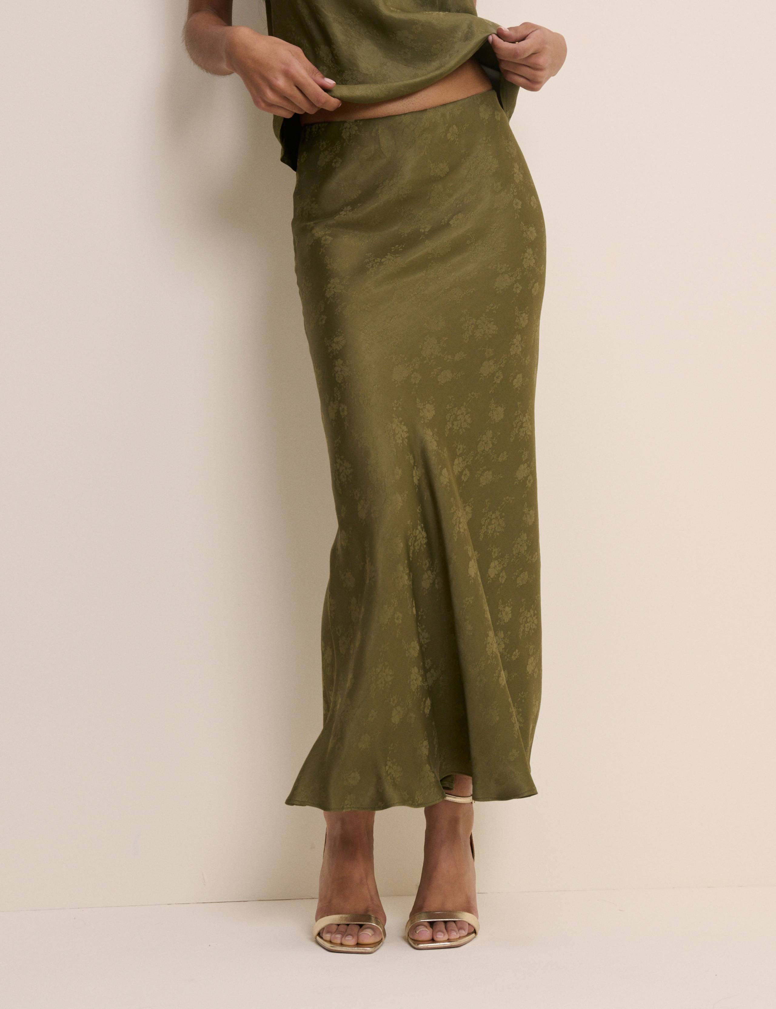 Satin Floral Maxi Slip Skirt 2 of 5