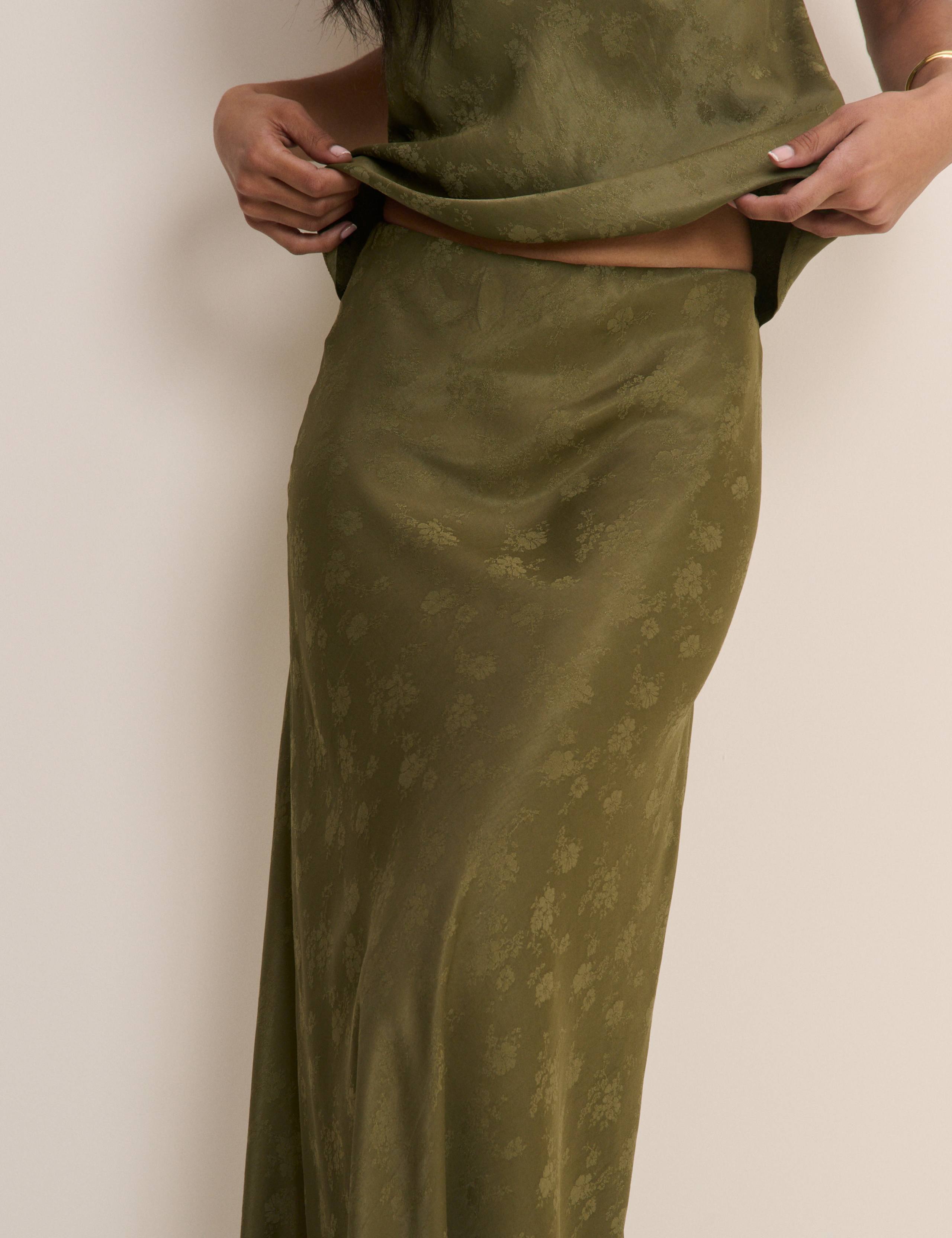 Satin Floral Maxi Slip Skirt 3 of 5