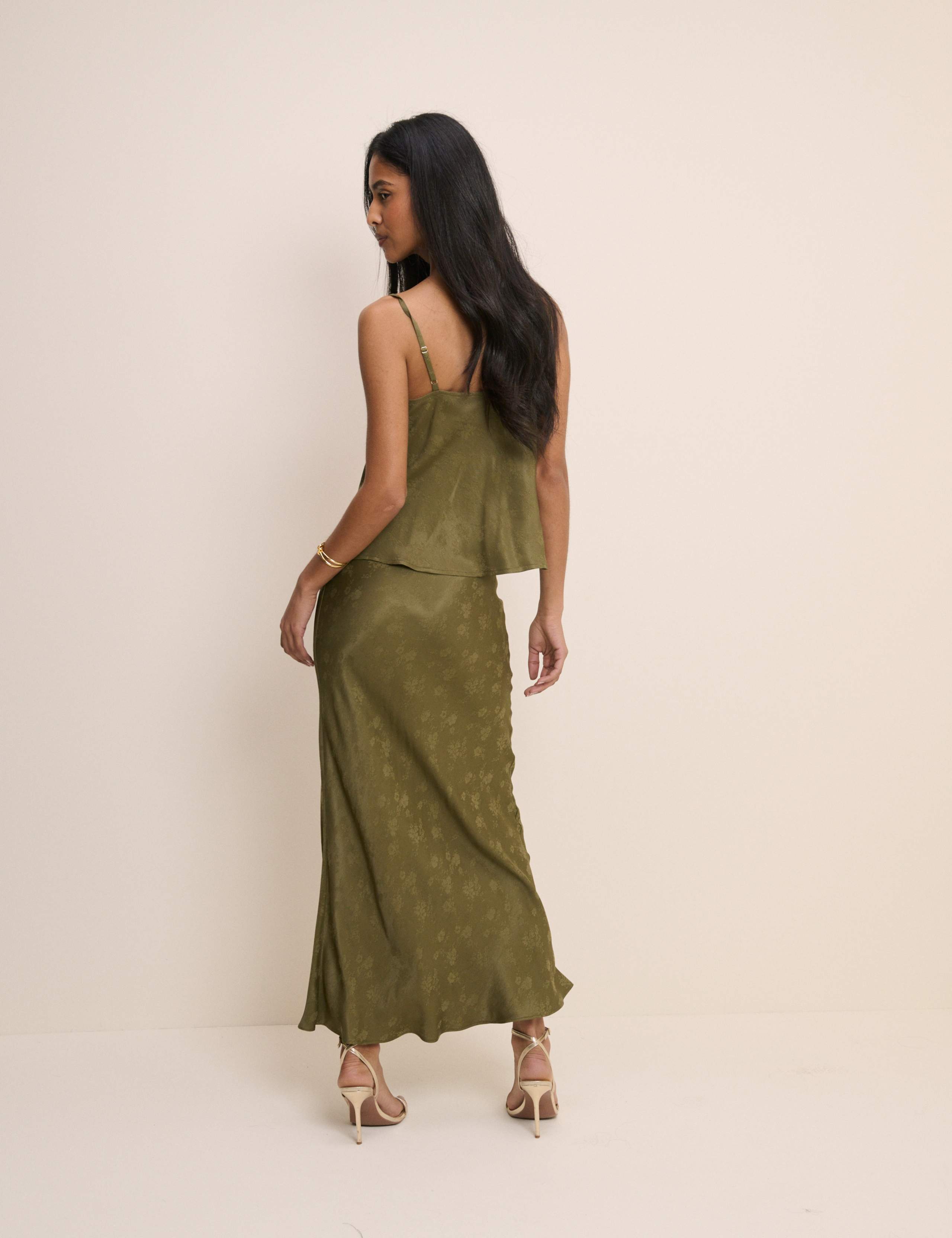 Satin Floral Maxi Slip Skirt 4 of 5