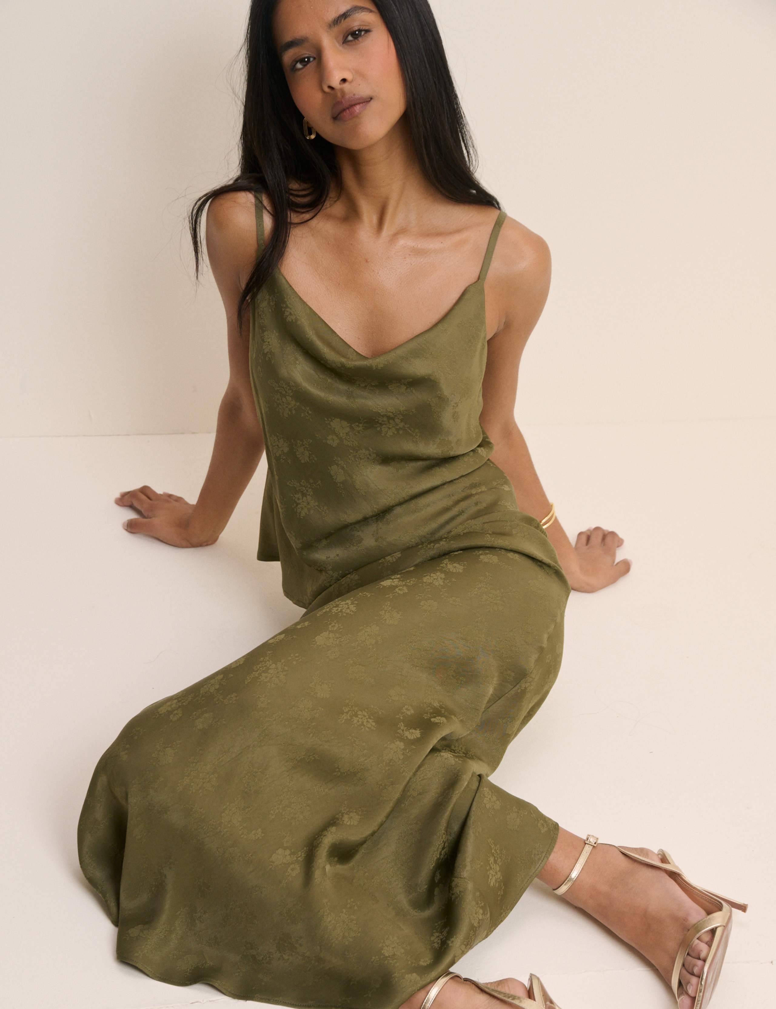Satin Floral Maxi Slip Skirt 5 of 5