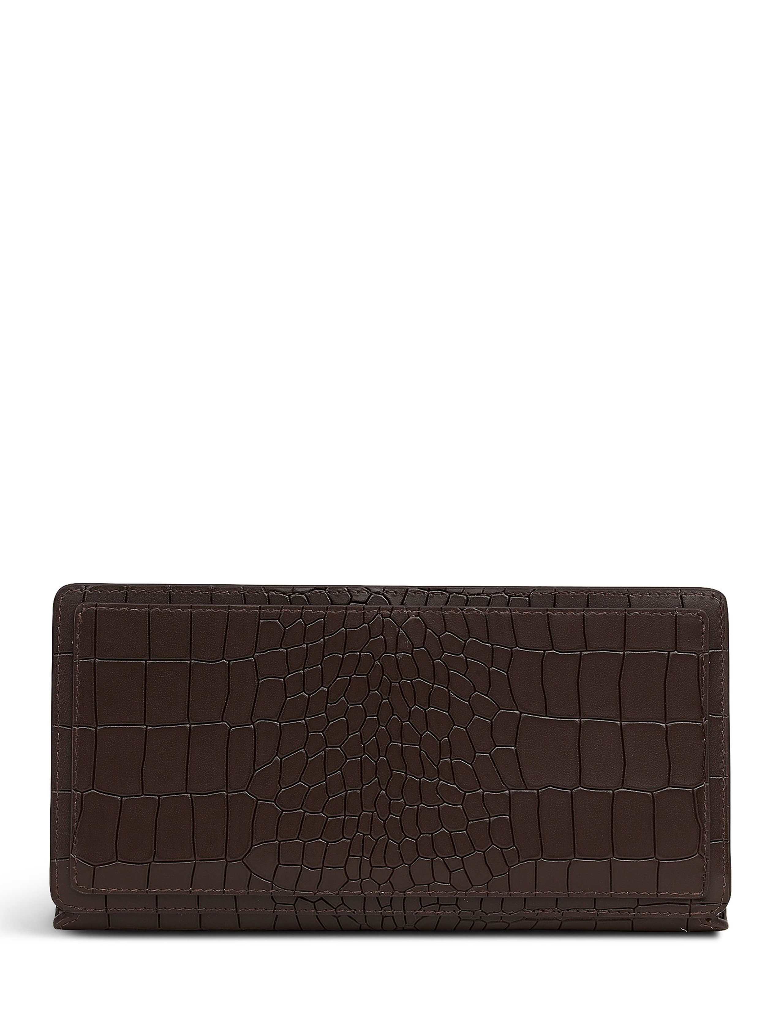 Leather Croc Effect Foldover Large Purse 2 of 3