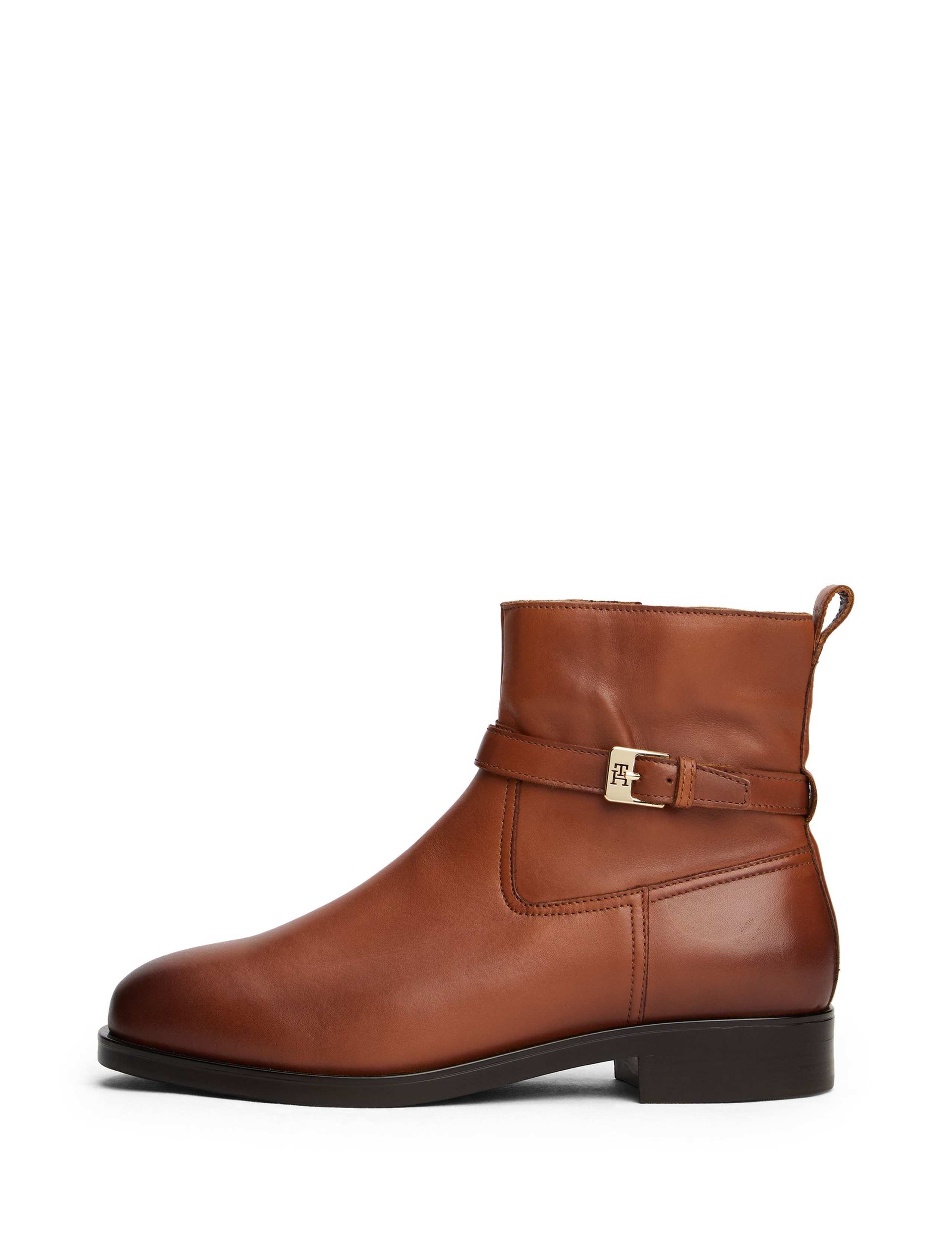 Leather Buckle Block Heel Ankle Riding Boots 2 of 5