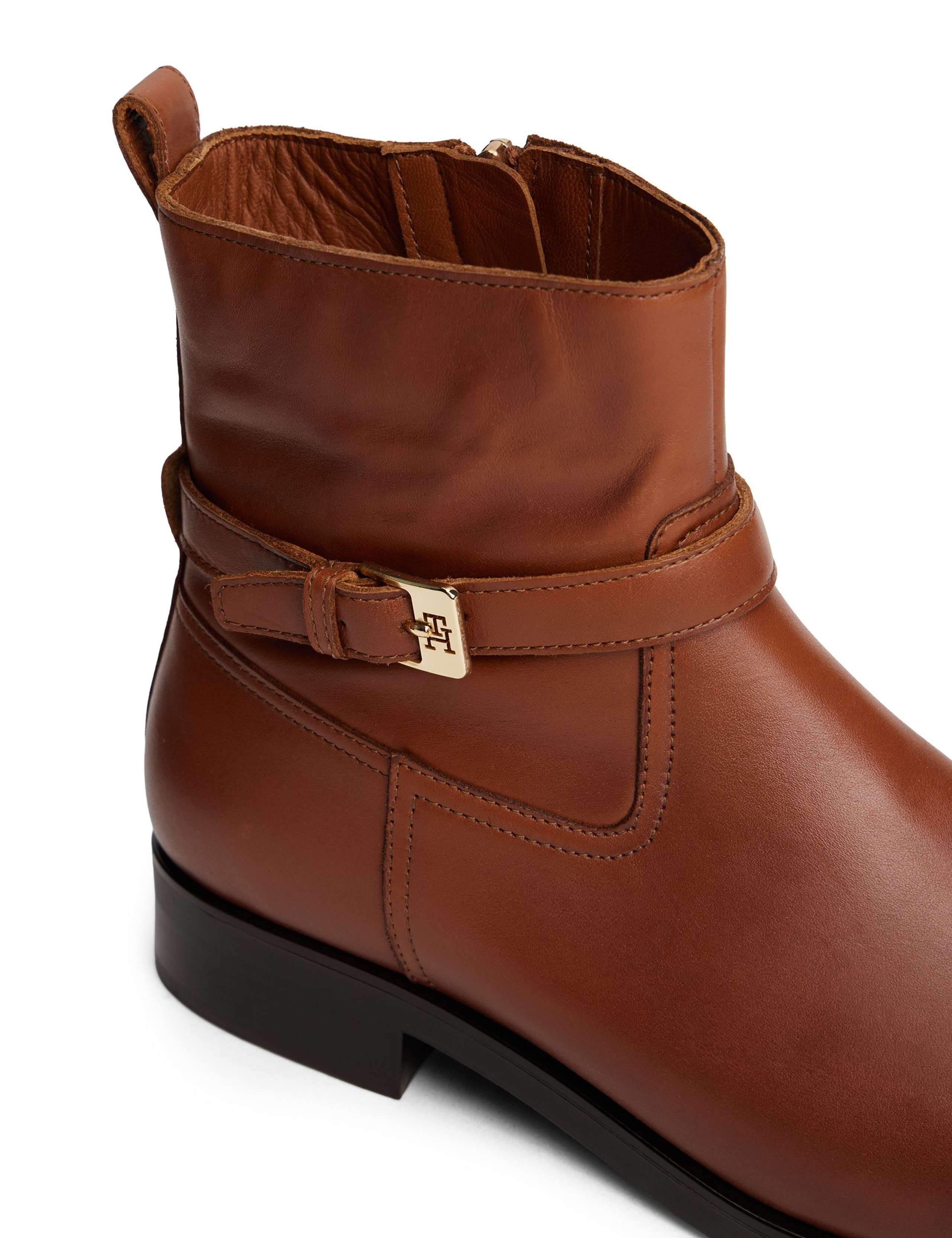 Leather Buckle Block Heel Ankle Riding Boots 5 of 5