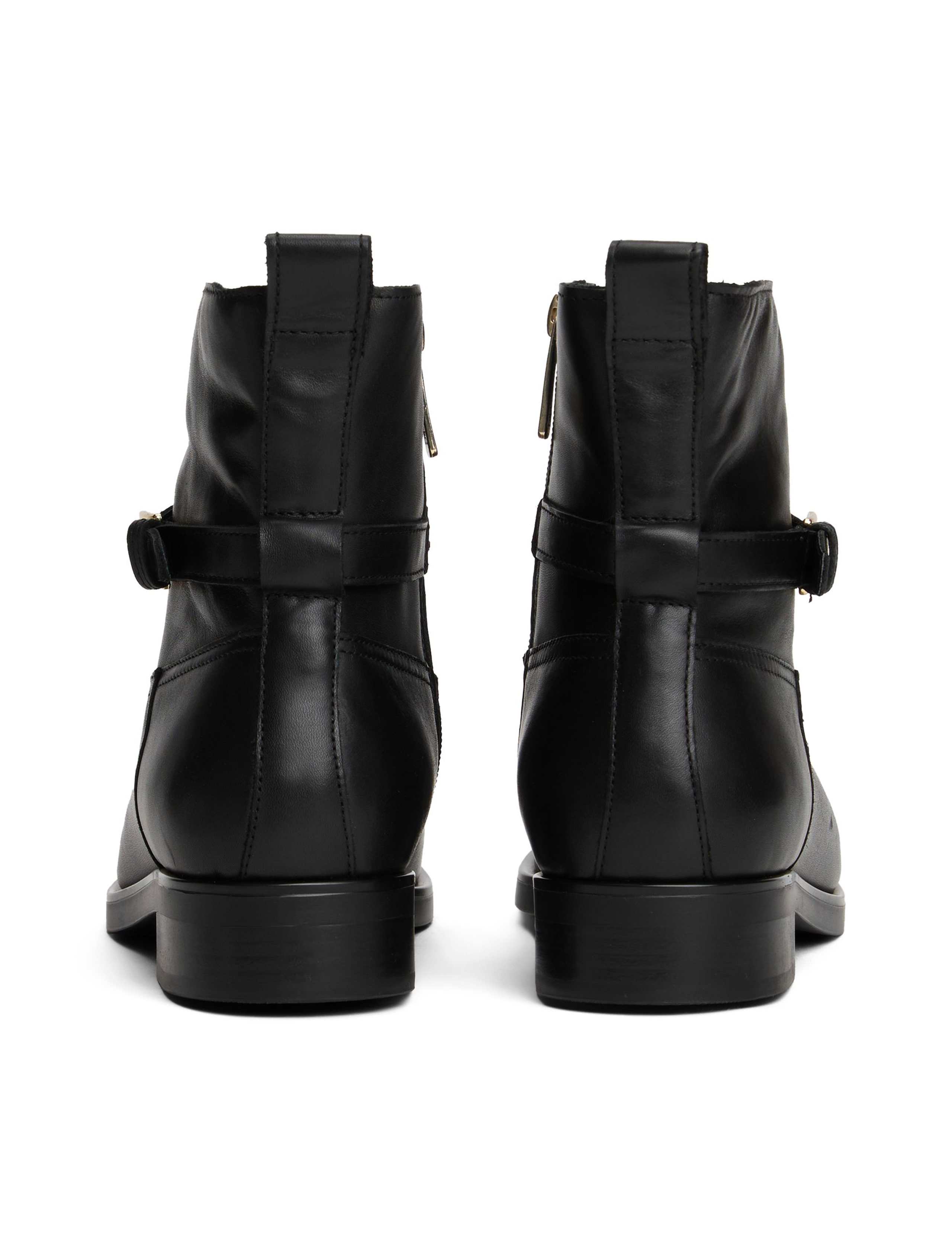 Leather Buckle Block Heel Ankle Riding Boots 4 of 5