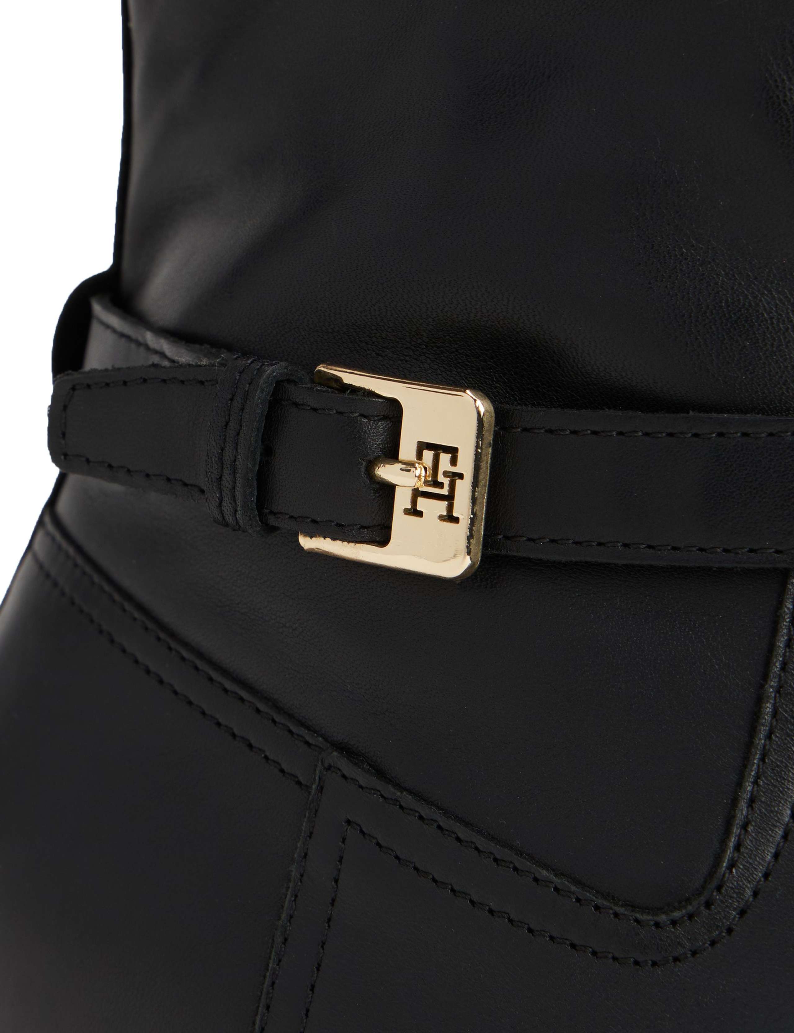 Leather Buckle Block Heel Ankle Riding Boots 5 of 5