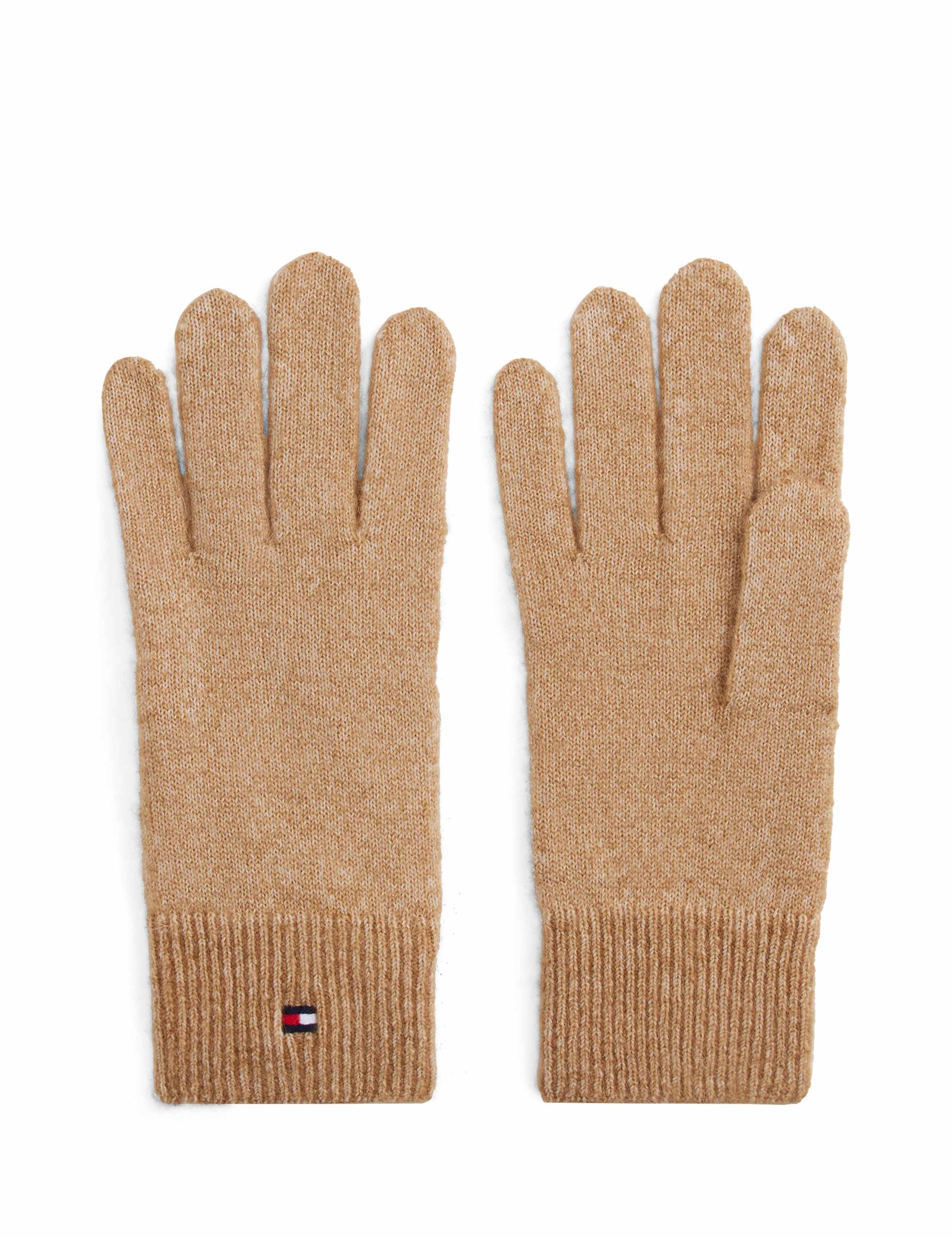 Fluffy Knitted Flag Logo Gloves with Wool 1 of 3