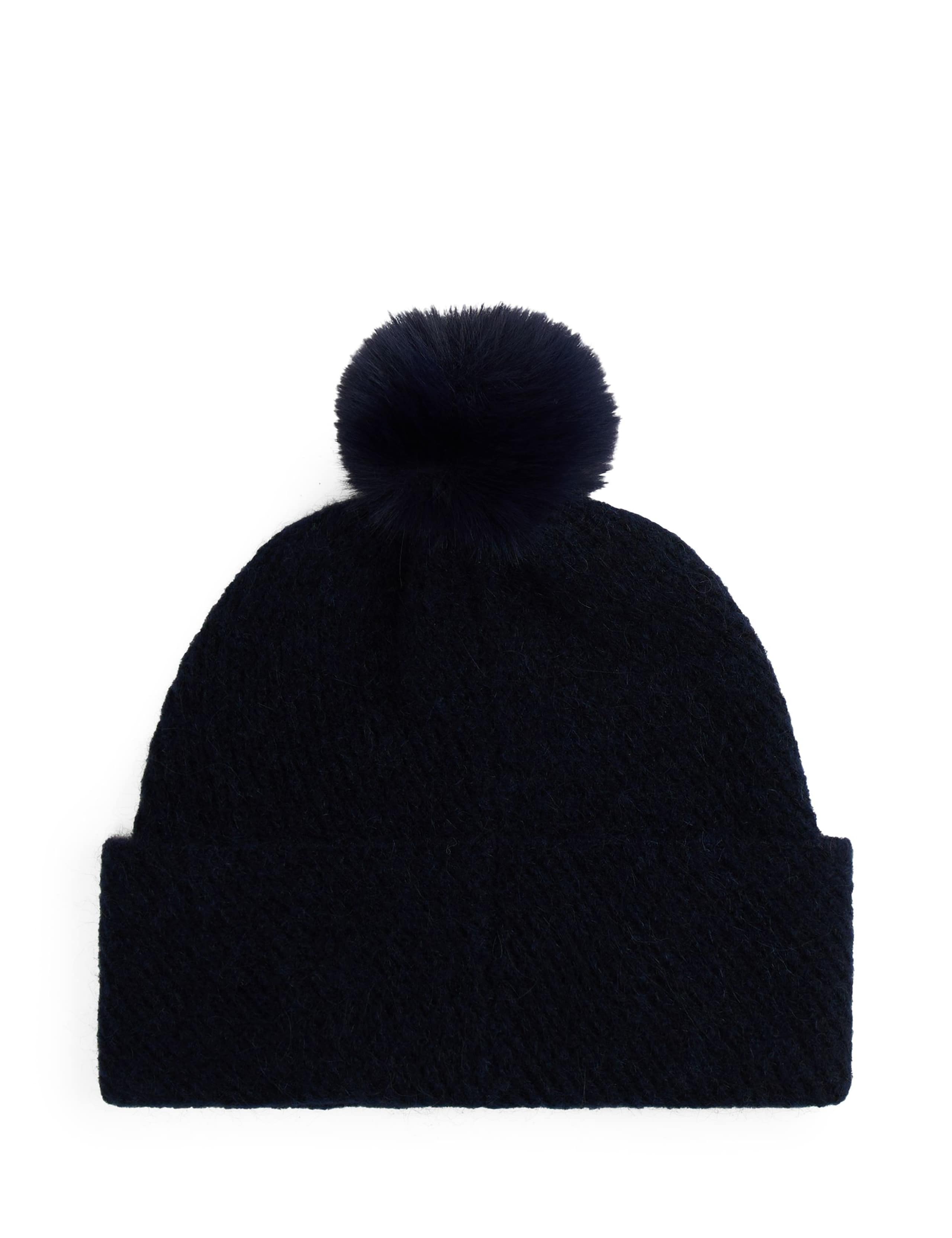 Sparkle Faux Fur Pom Beanie Hat with Wool 3 of 4