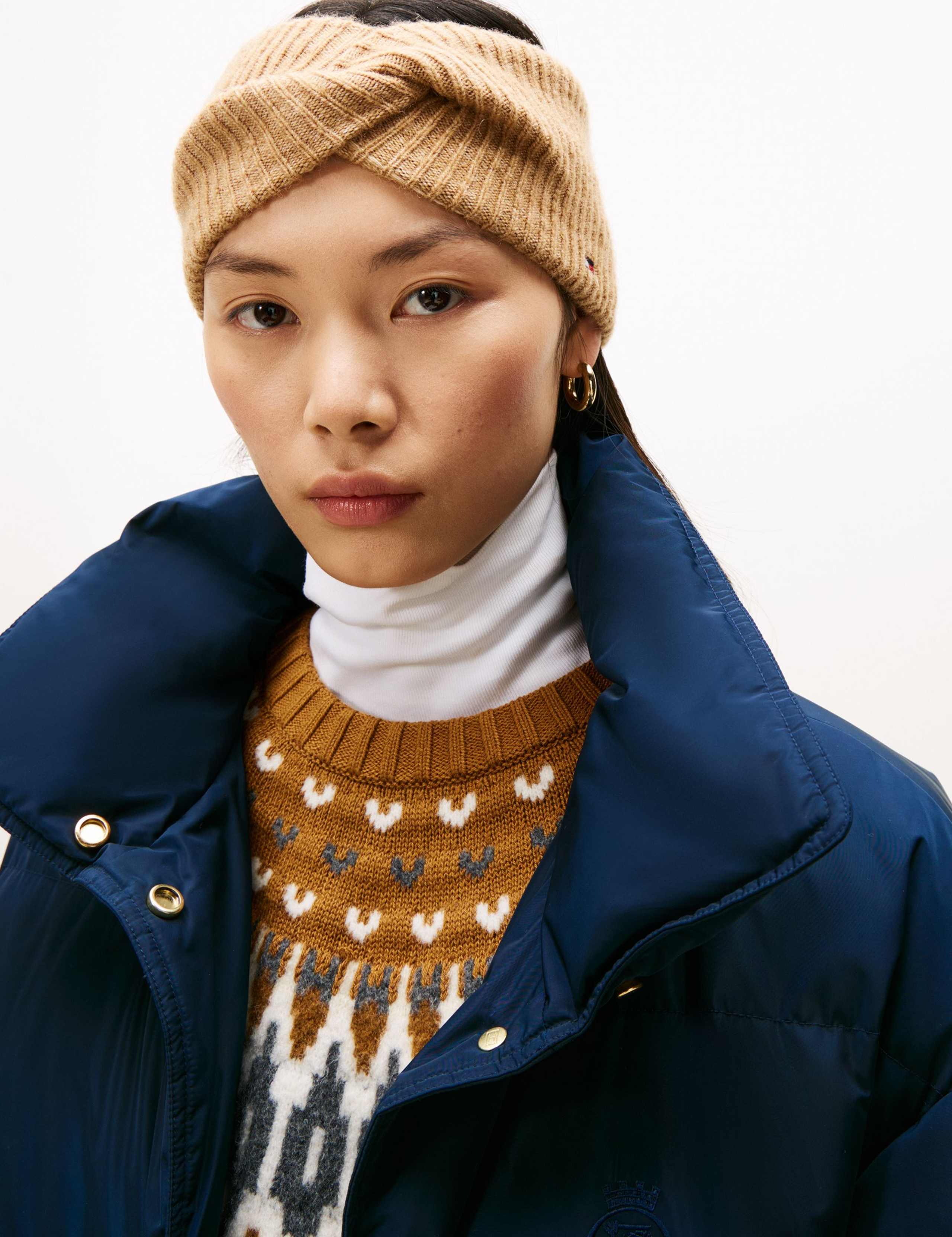 Knitted Rib Twist Detail Headband with Wool 1 of 4