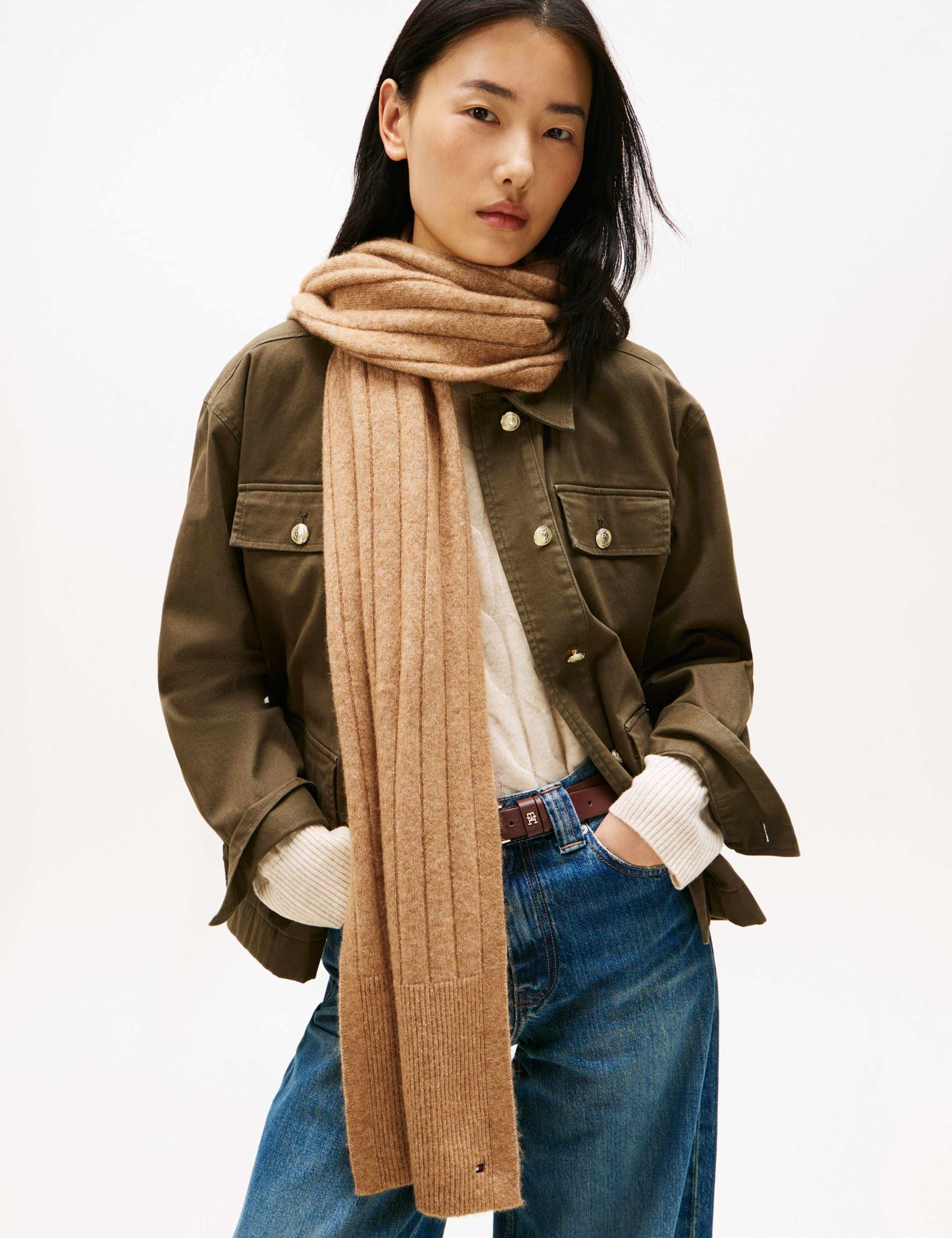 Flag Fluffy Knitted Scarf with Wool 1 of 4